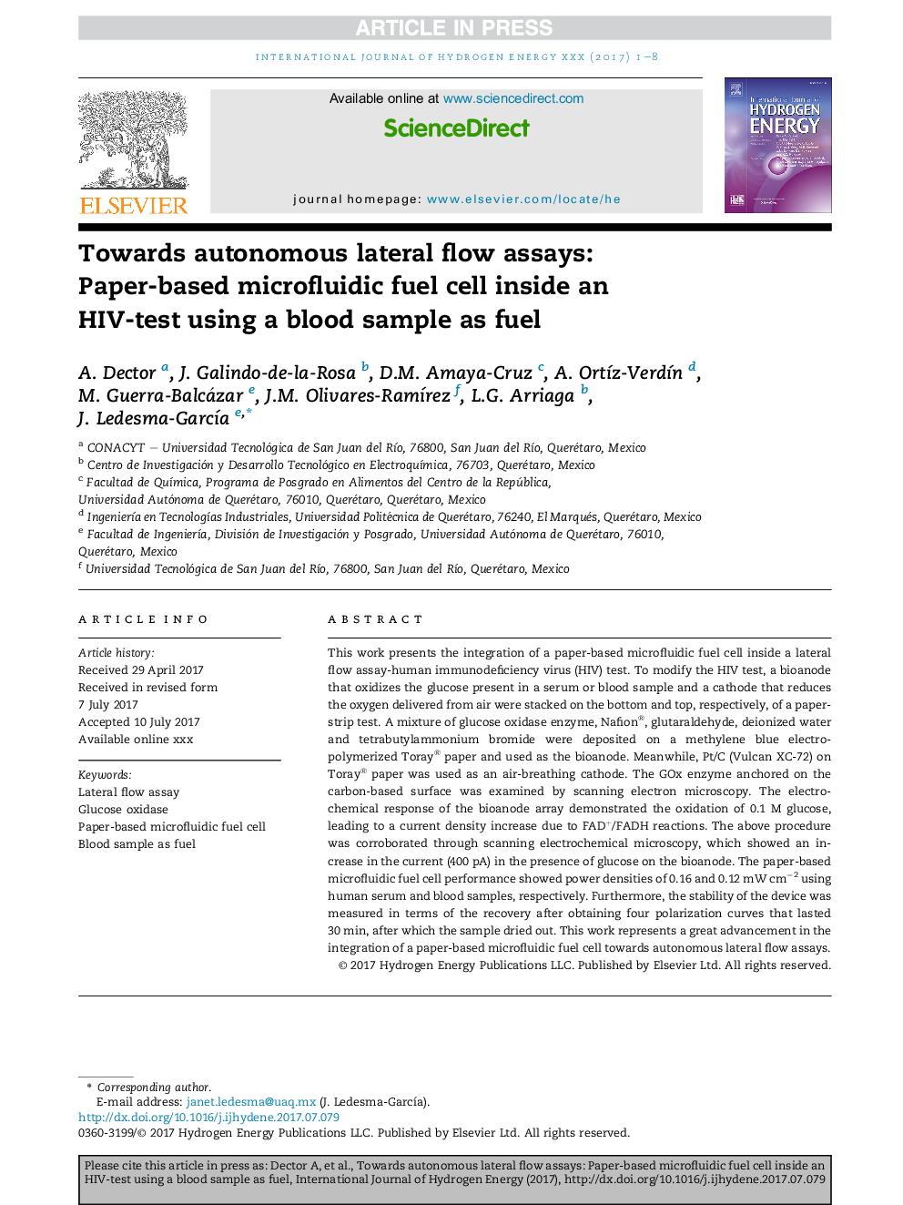 Towards autonomous lateral flow assays: Paper-based microfluidic fuel cell inside an HIV-test using a blood sample as fuel