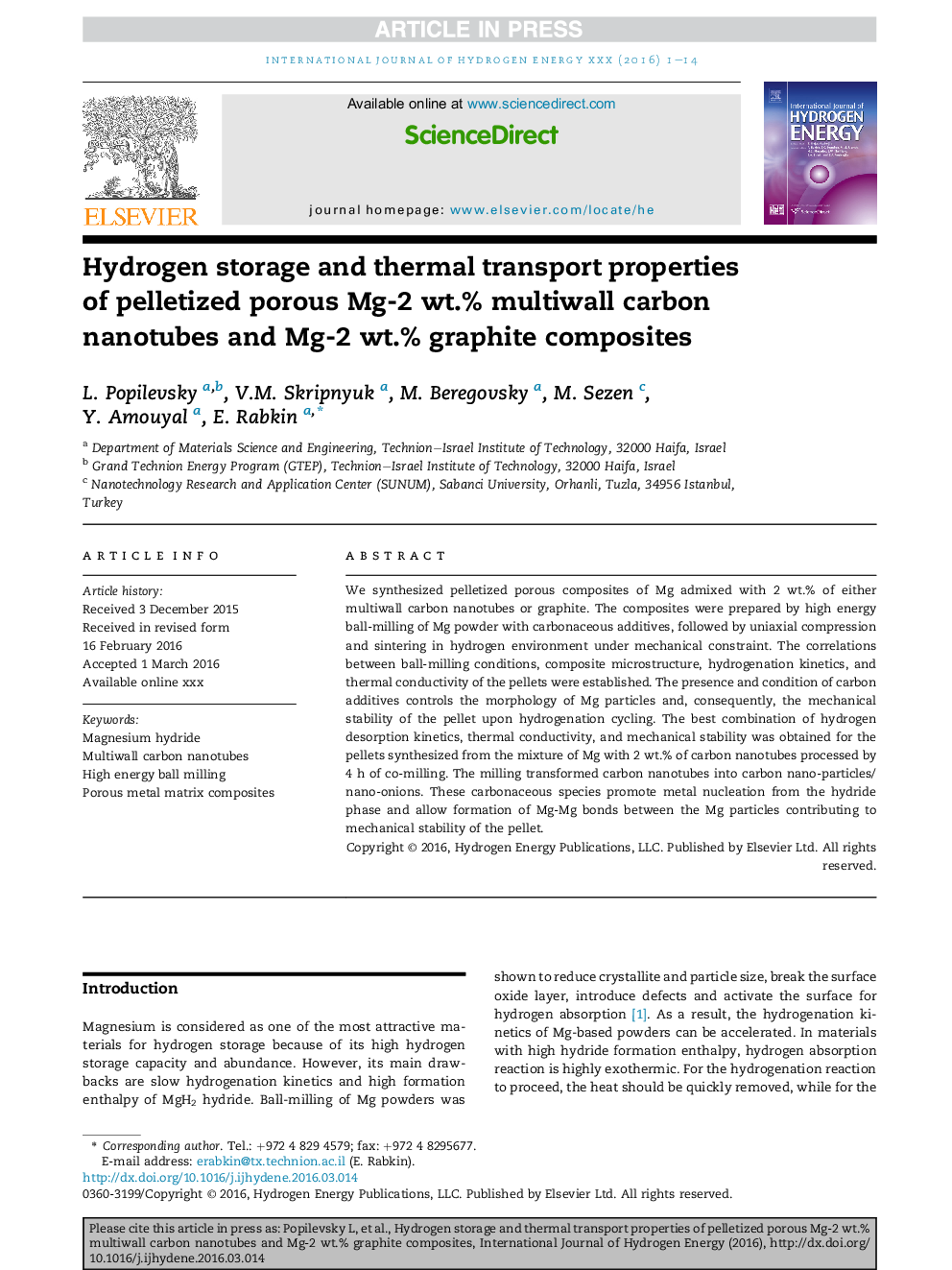 Hydrogen storage and thermal transport properties of pelletized porous Mg-2 wt.% multiwall carbon nanotubes and Mg-2 wt.% graphite composites