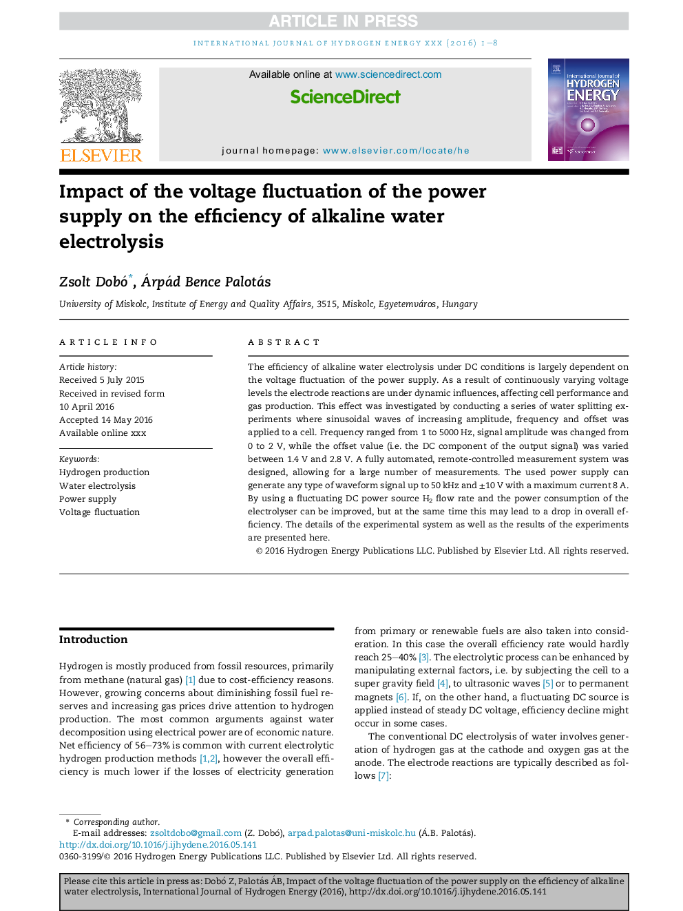 Impact of the voltage fluctuation of the power supply on the efficiency of alkaline water electrolysis