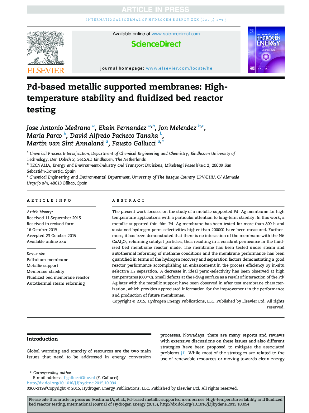 Pd-based metallic supported membranes: High-temperature stability and fluidized bed reactor testing