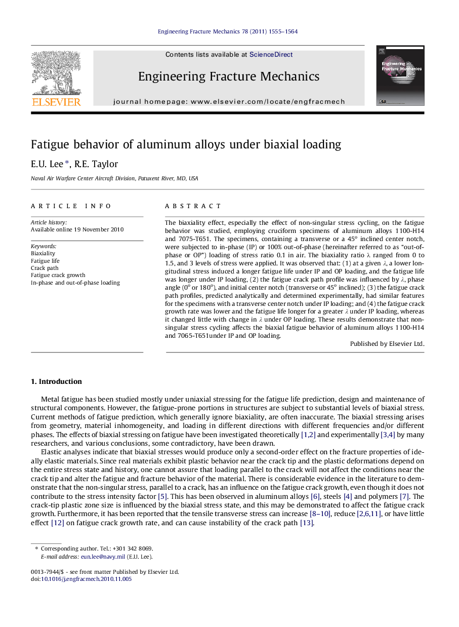 Fatigue behavior of aluminum alloys under biaxial loading