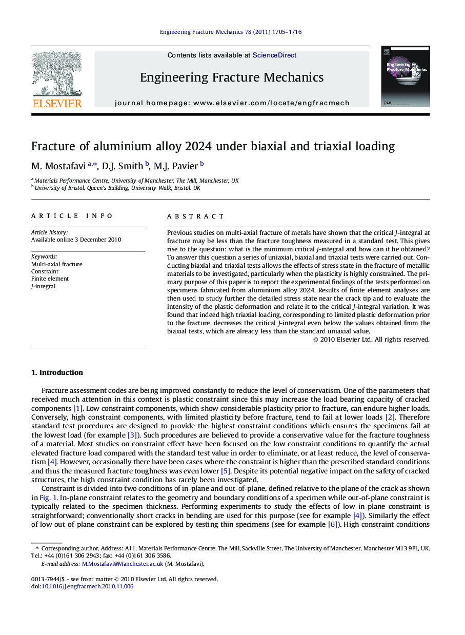 Fracture of aluminium alloy 2024 under biaxial and triaxial loading