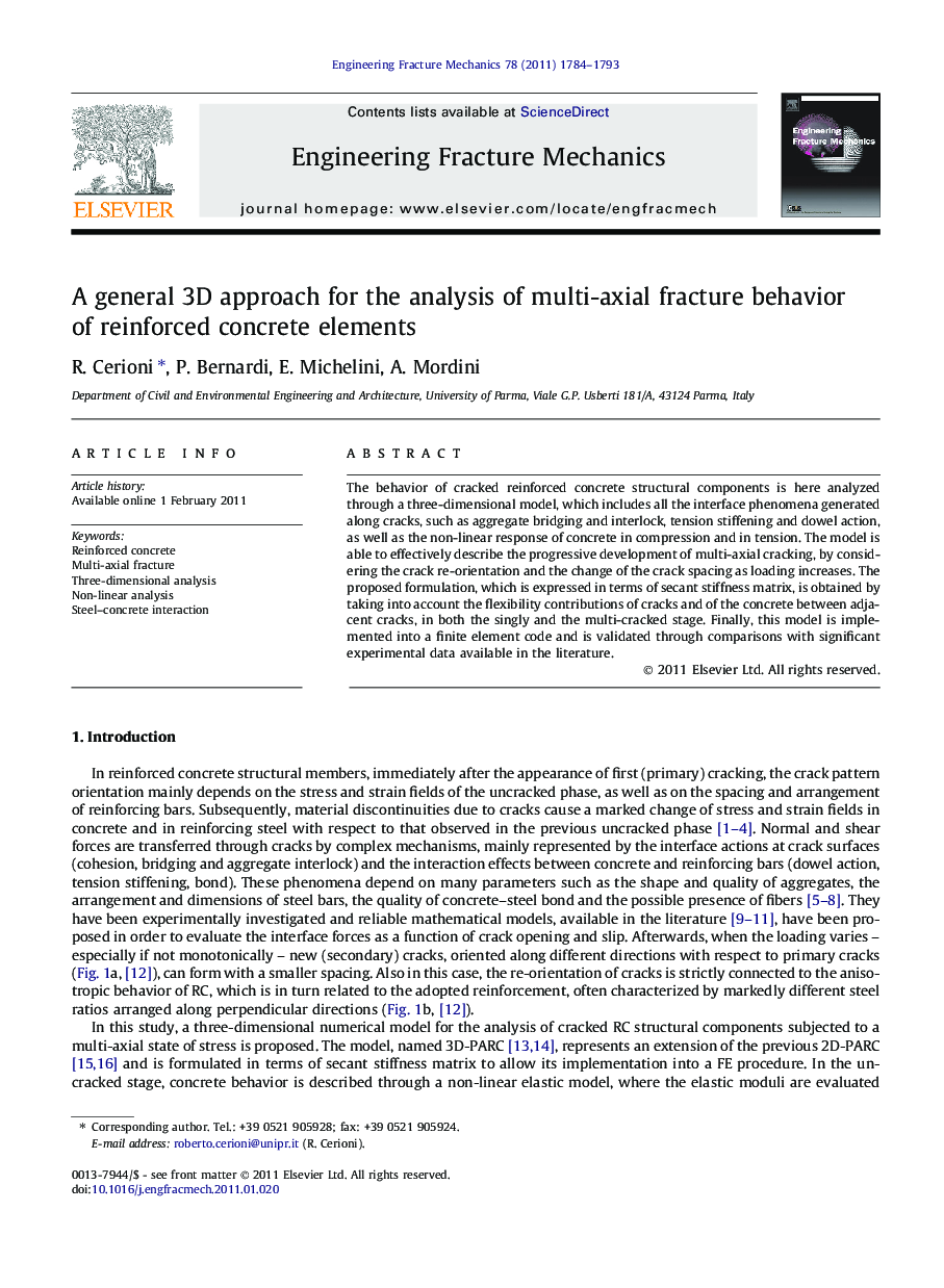 A general 3D approach for the analysis of multi-axial fracture behavior of reinforced concrete elements