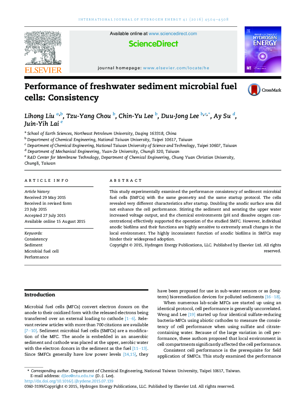 Performance of freshwater sediment microbial fuel cells: Consistency