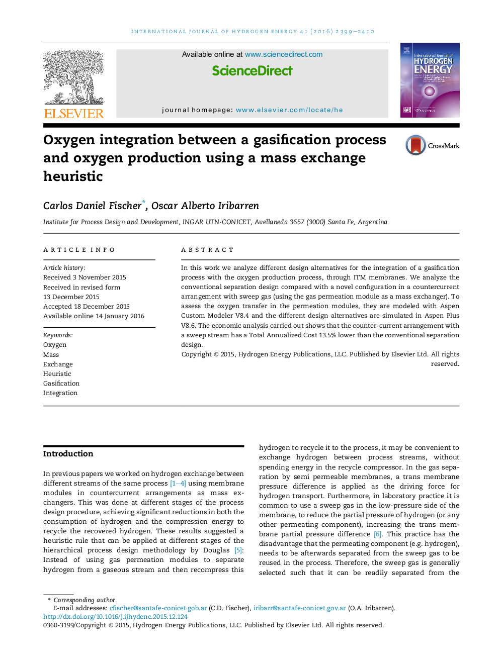 Oxygen integration between a gasification process and oxygen production using a mass exchange heuristic