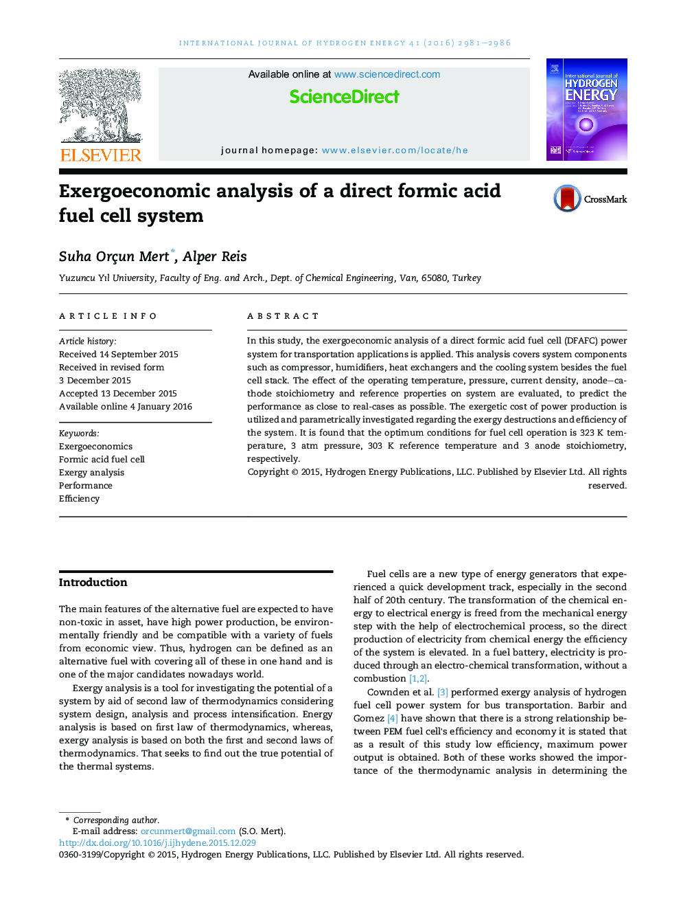 Exergoeconomic analysis of a direct formic acid fuel cell system