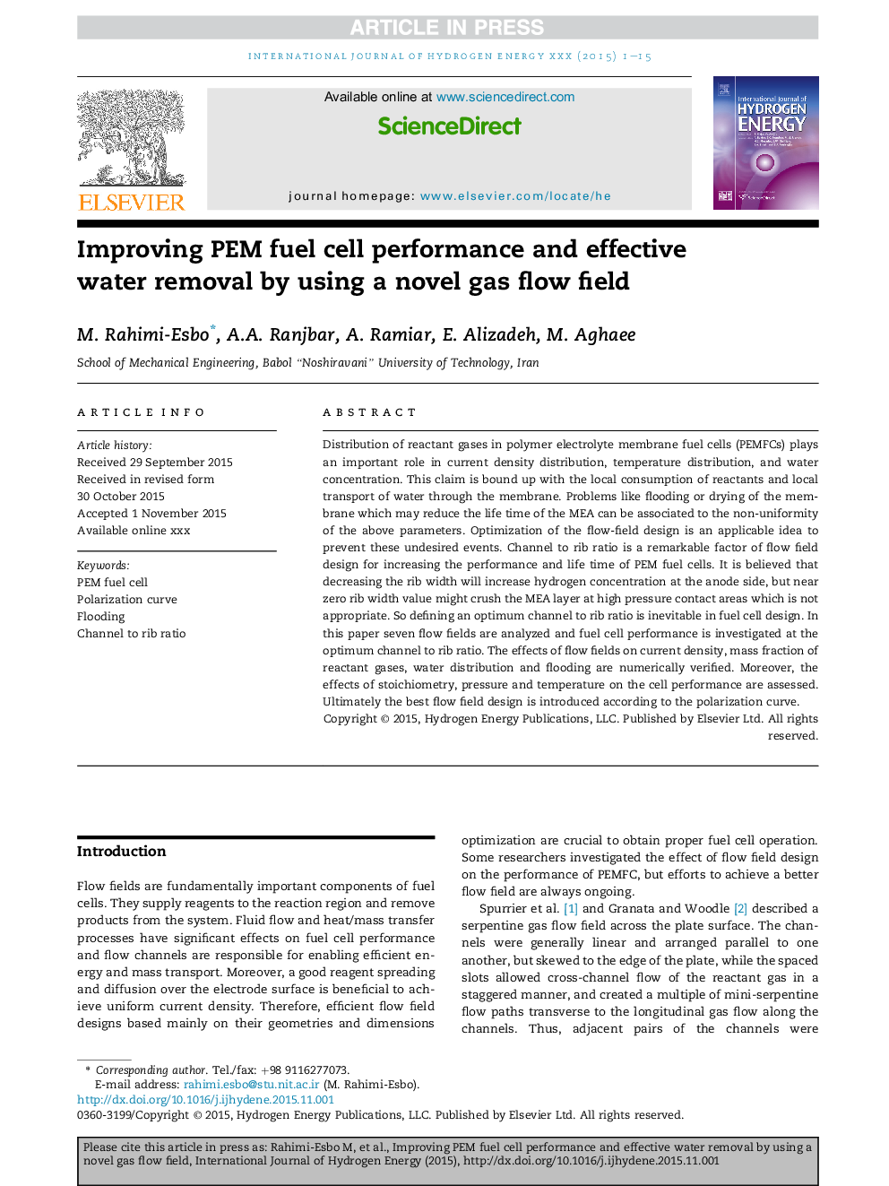 Improving PEM fuel cell performance and effective water removal by using a novel gas flow field