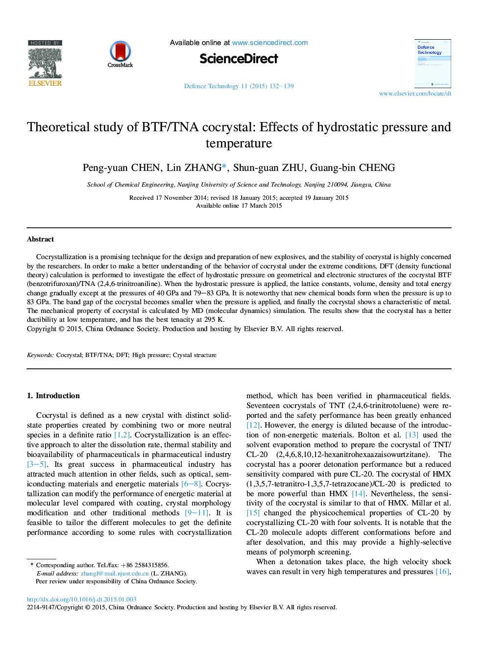 Theoretical study of BTF/TNA cocrystal: Effects of hydrostatic pressure and temperature 