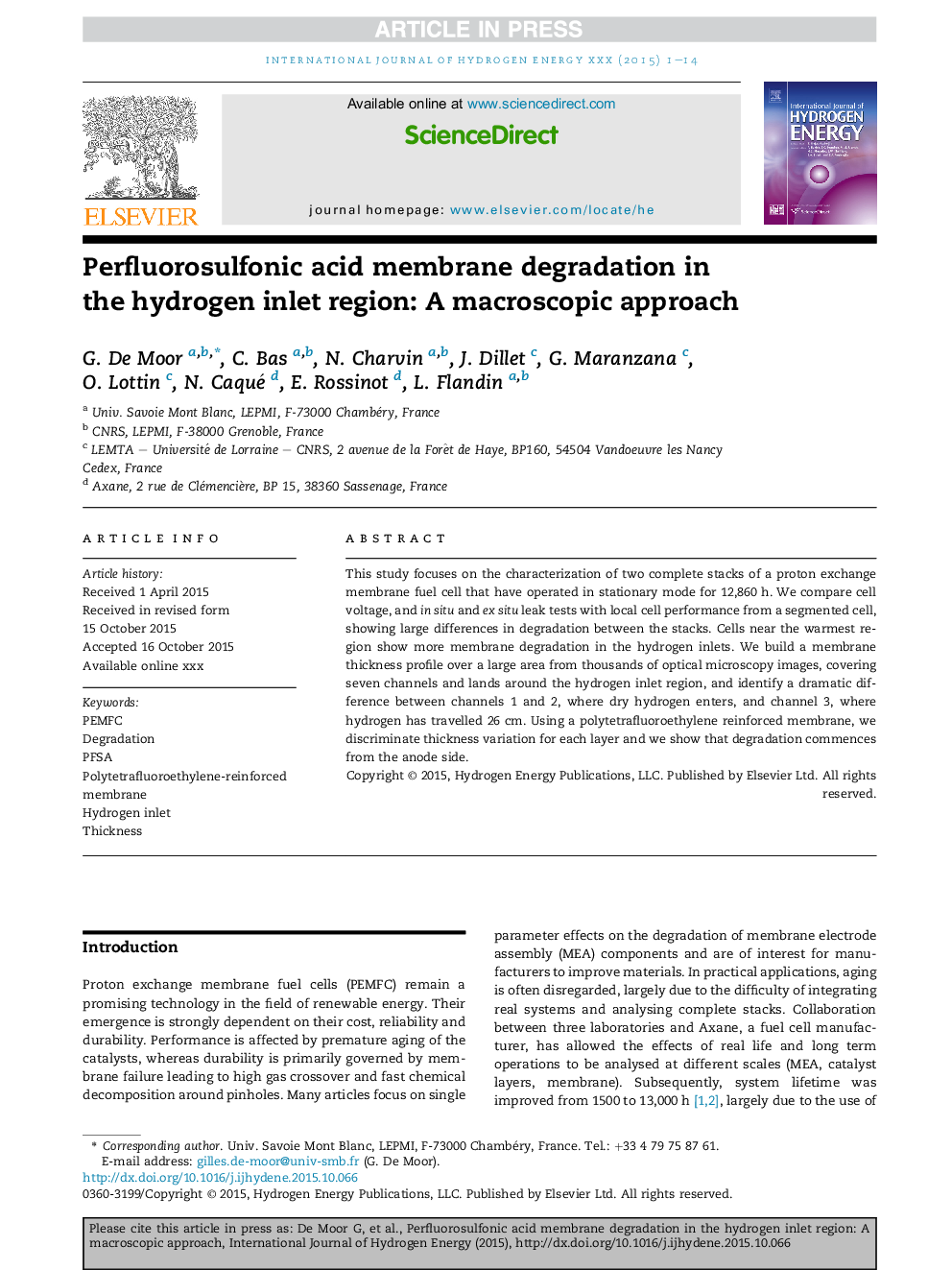 Perfluorosulfonic acid membrane degradation in the hydrogen inlet region: A macroscopic approach