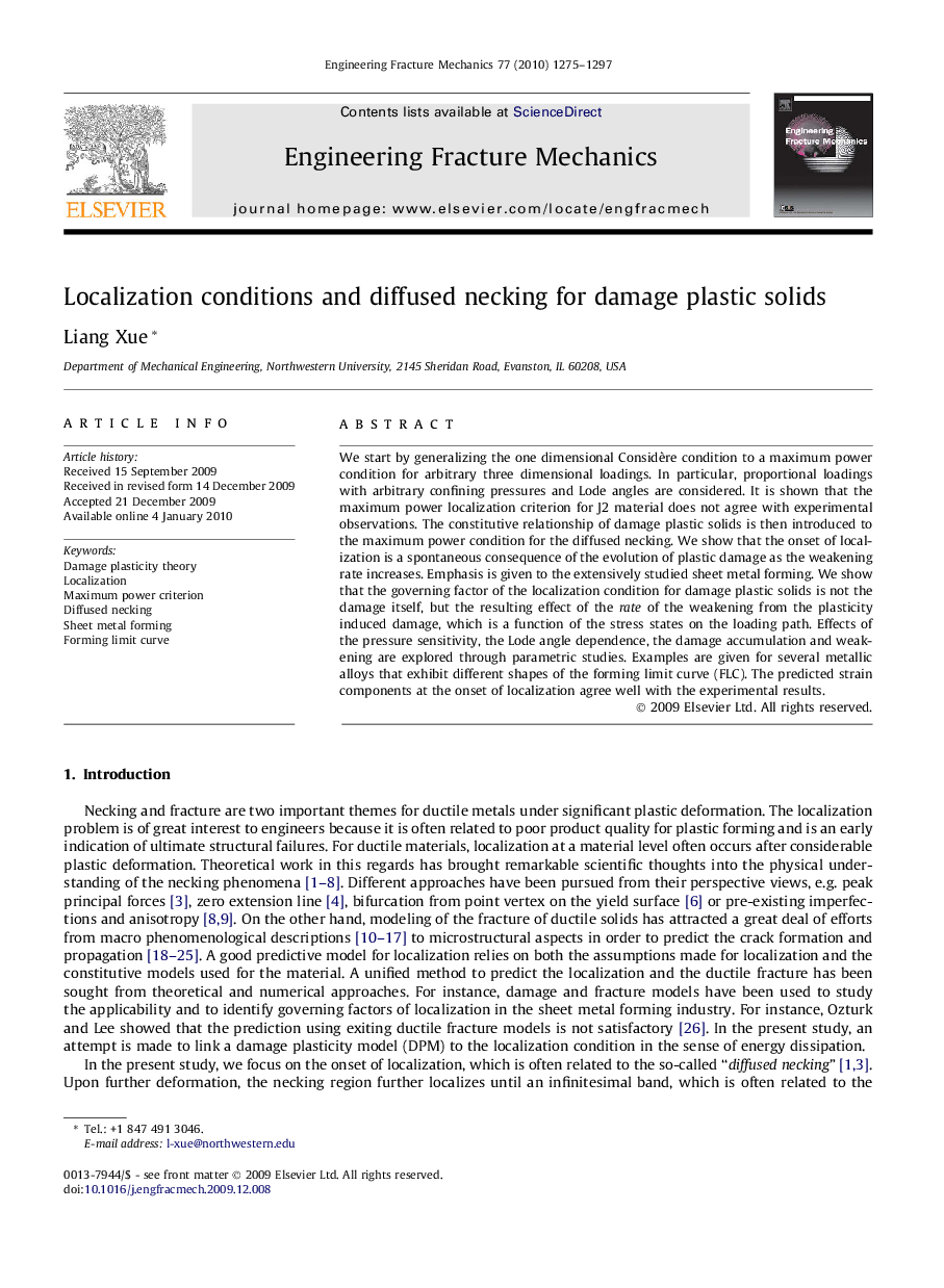 Localization conditions and diffused necking for damage plastic solids