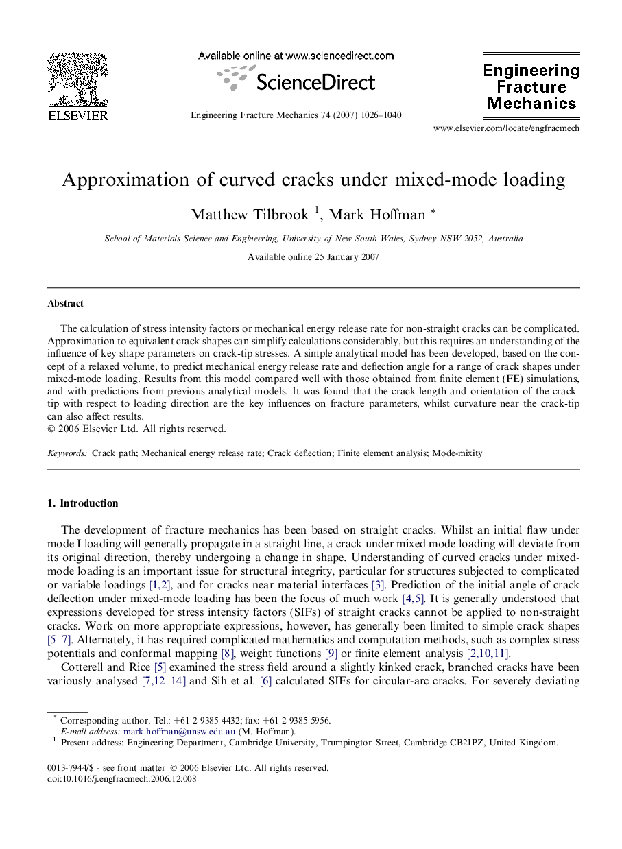 Approximation of curved cracks under mixed-mode loading