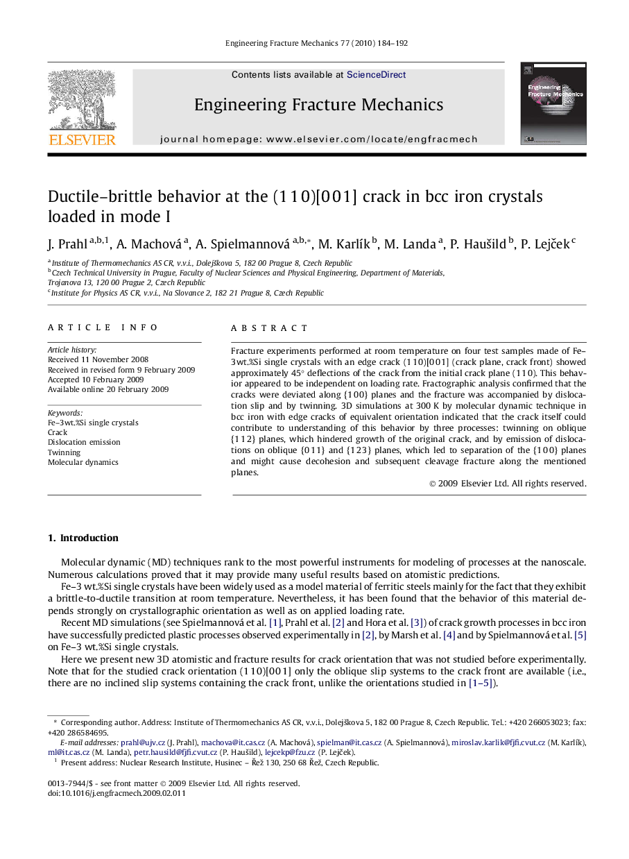 Ductile–brittle behavior at the (1 1 0)[0 0 1] crack in bcc iron crystals loaded in mode I