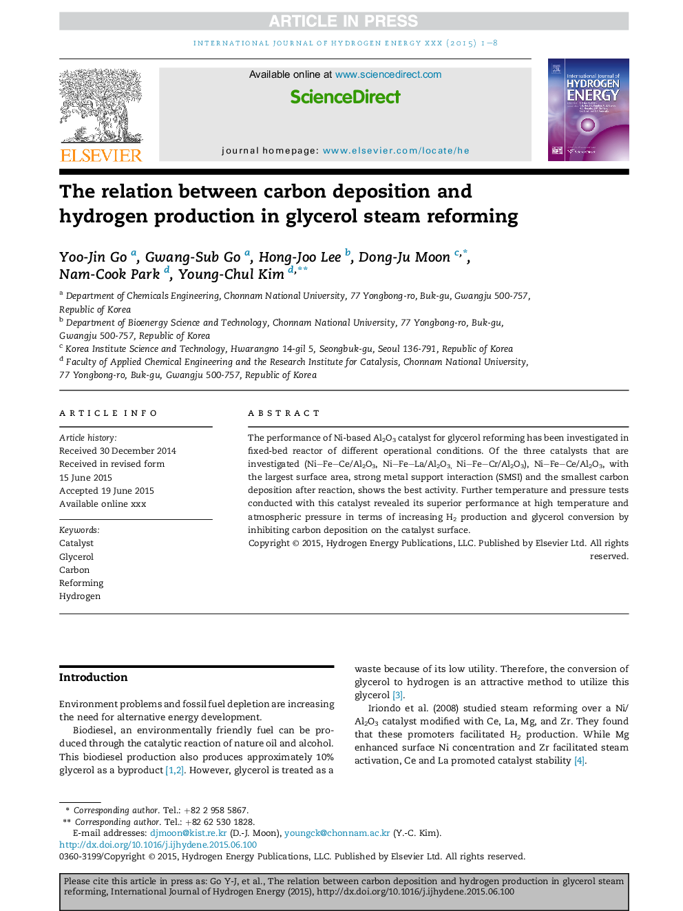 The relation between carbon deposition and hydrogen production in glycerol steam reforming