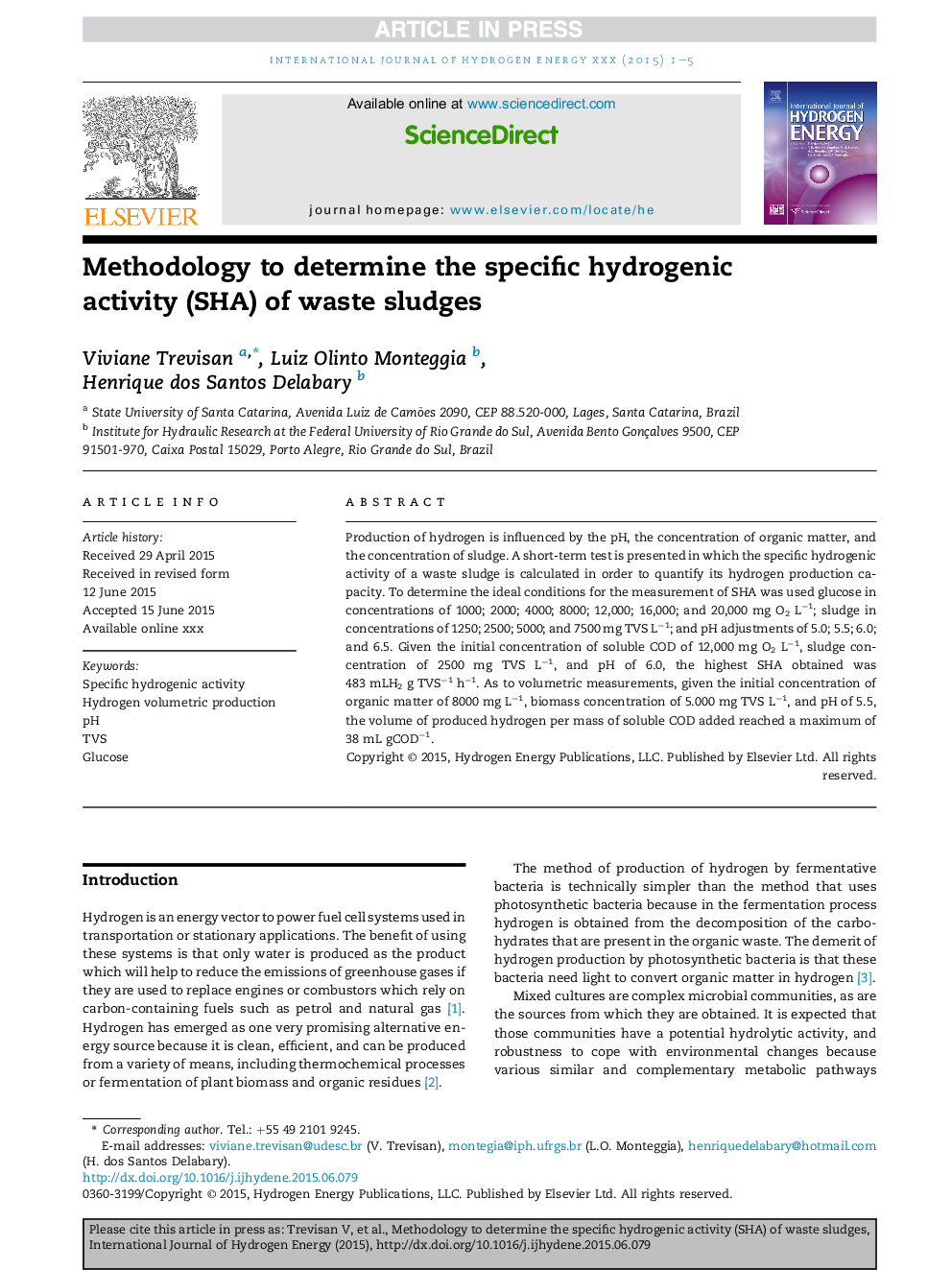 Methodology to determine the specific hydrogenic activity (SHA) of waste sludges