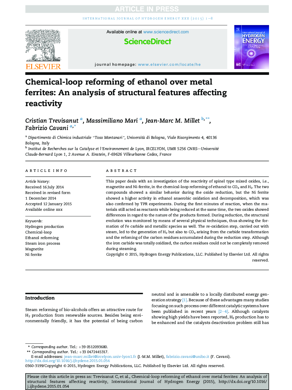 Chemical-loop reforming of ethanol over metal ferrites: An analysis of structural features affecting reactivity