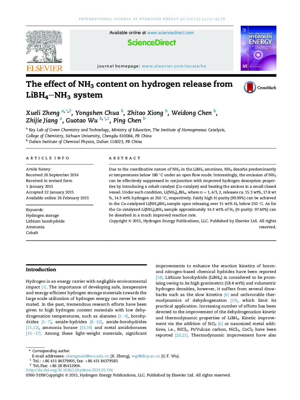 The effect of NH3 content on hydrogen release from LiBH4-NH3 system