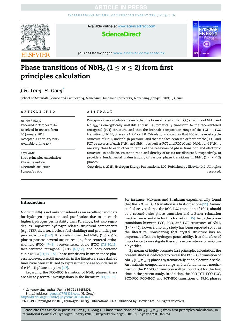 Phase transitions of NbHx (1Â â¤Â xÂ â¤Â 2) from first principles calculation