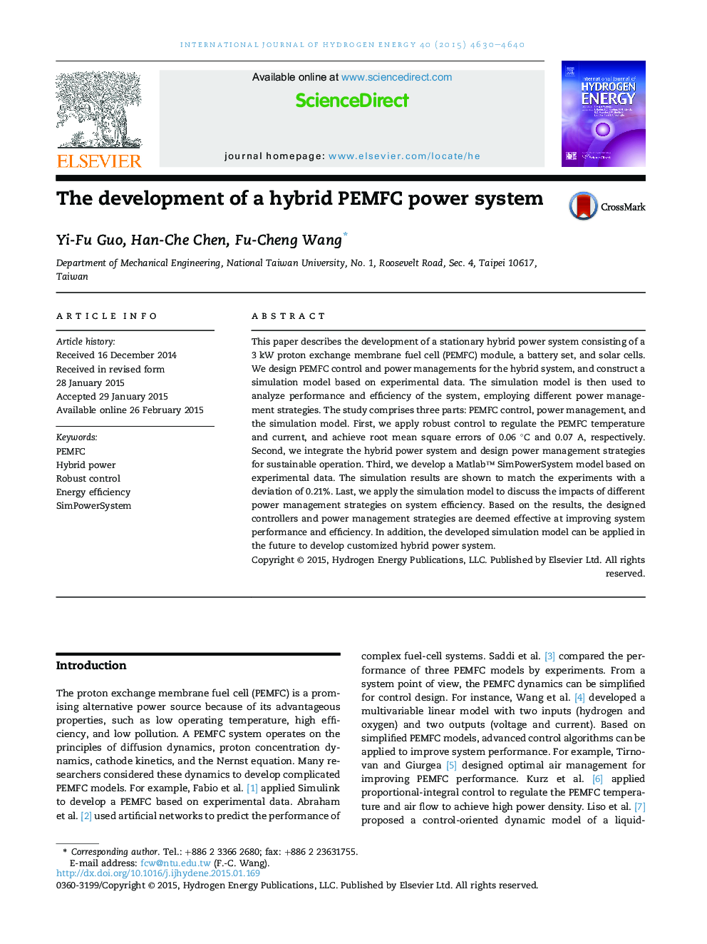 The development of a hybrid PEMFC power system