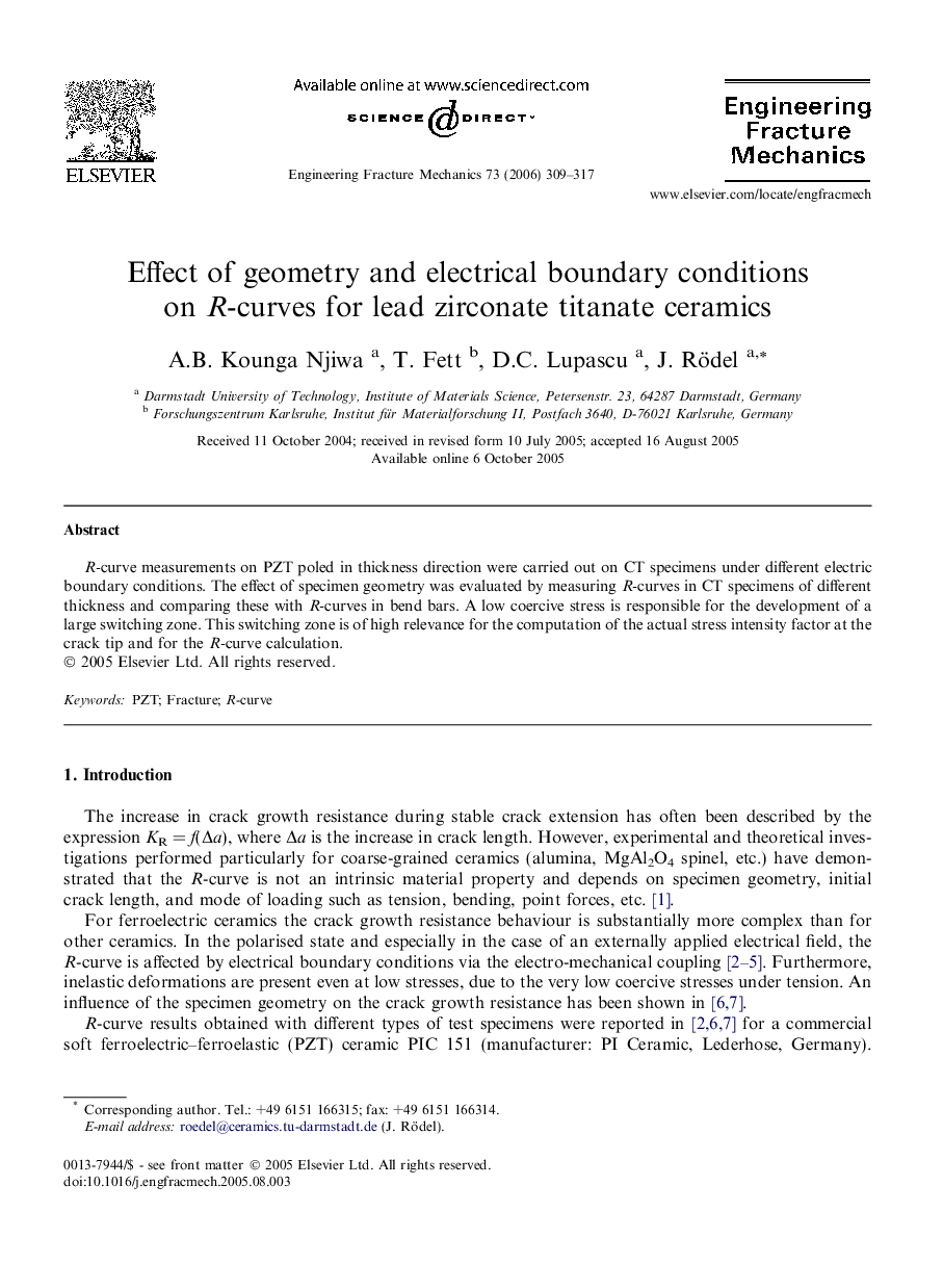 Effect of geometry and electrical boundary conditions on R-curves for lead zirconate titanate ceramics