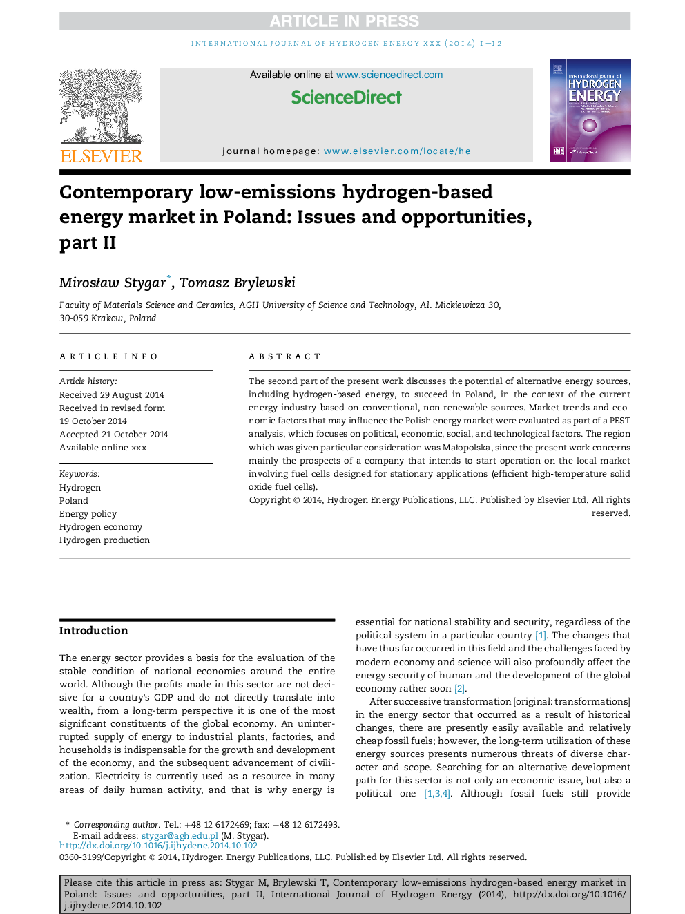 Contemporary low-emissions hydrogen-based energy market in Poland: Issues and opportunities, part II