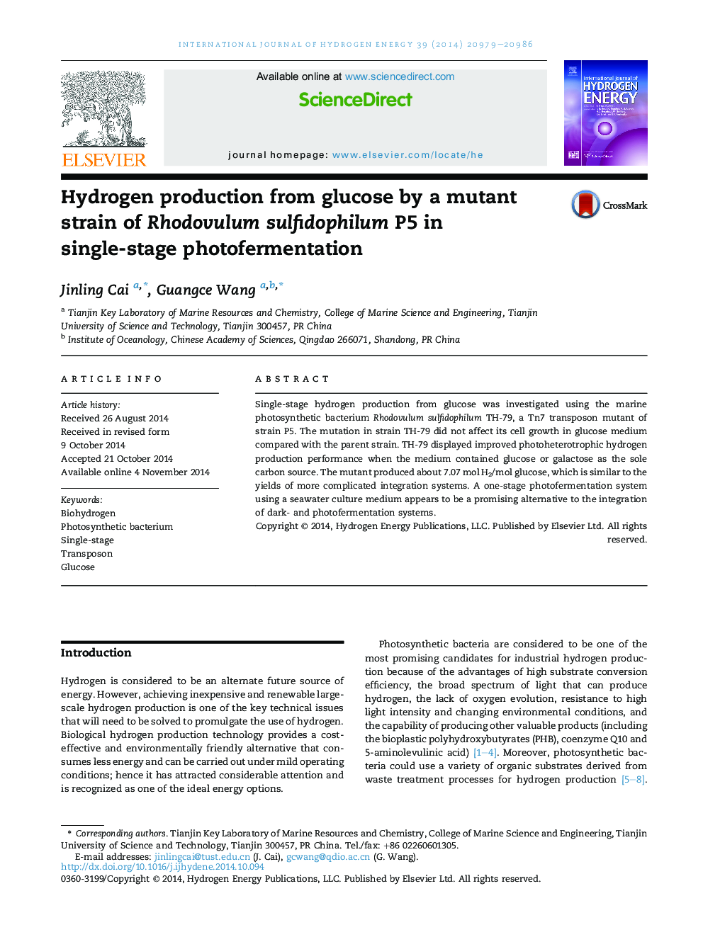 Hydrogen production from glucose by a mutant strain of Rhodovulum sulfidophilum P5 in single-stage photofermentation