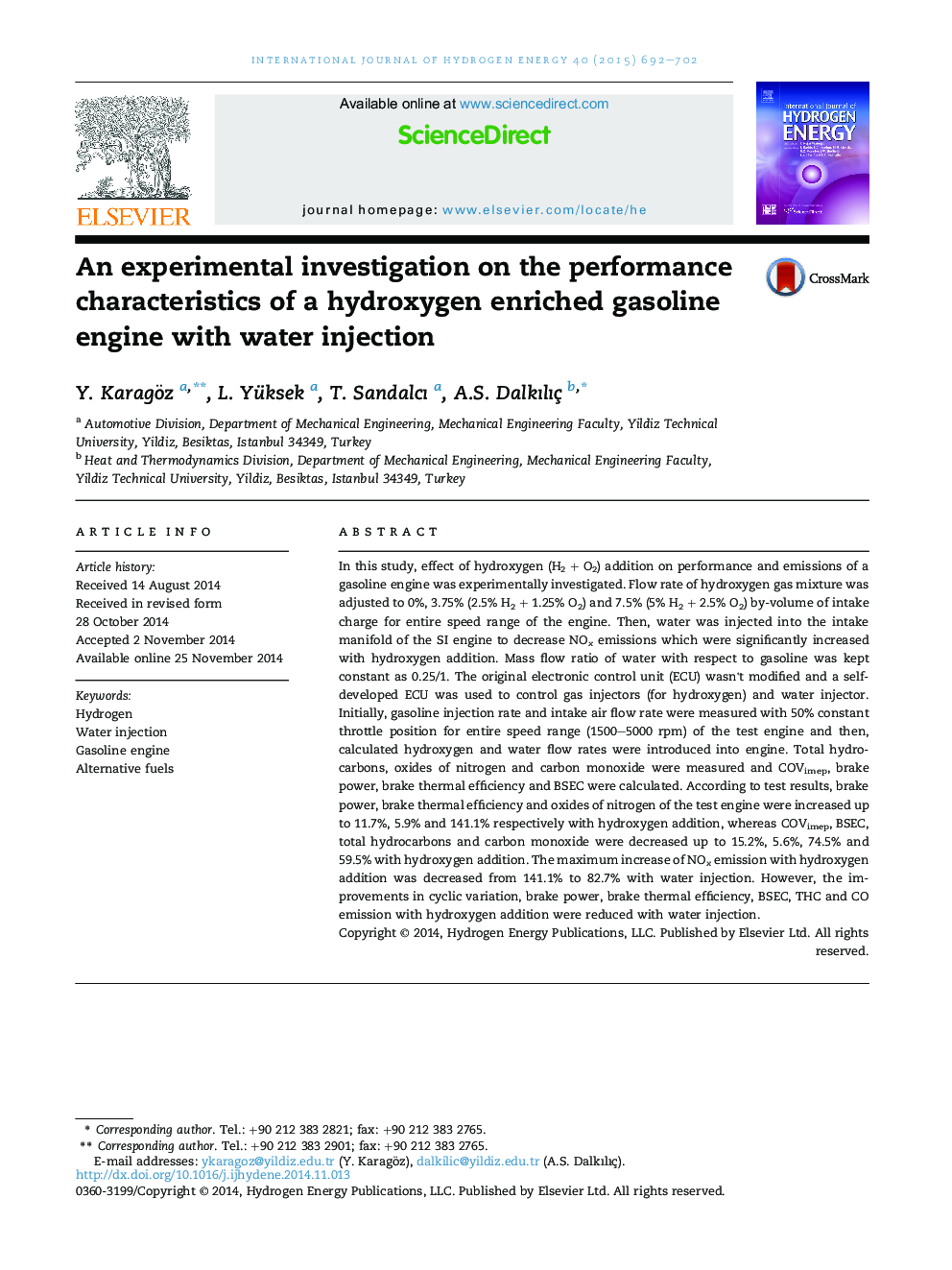 An experimental investigation on the performance characteristics of a hydroxygen enriched gasoline engine with water injection