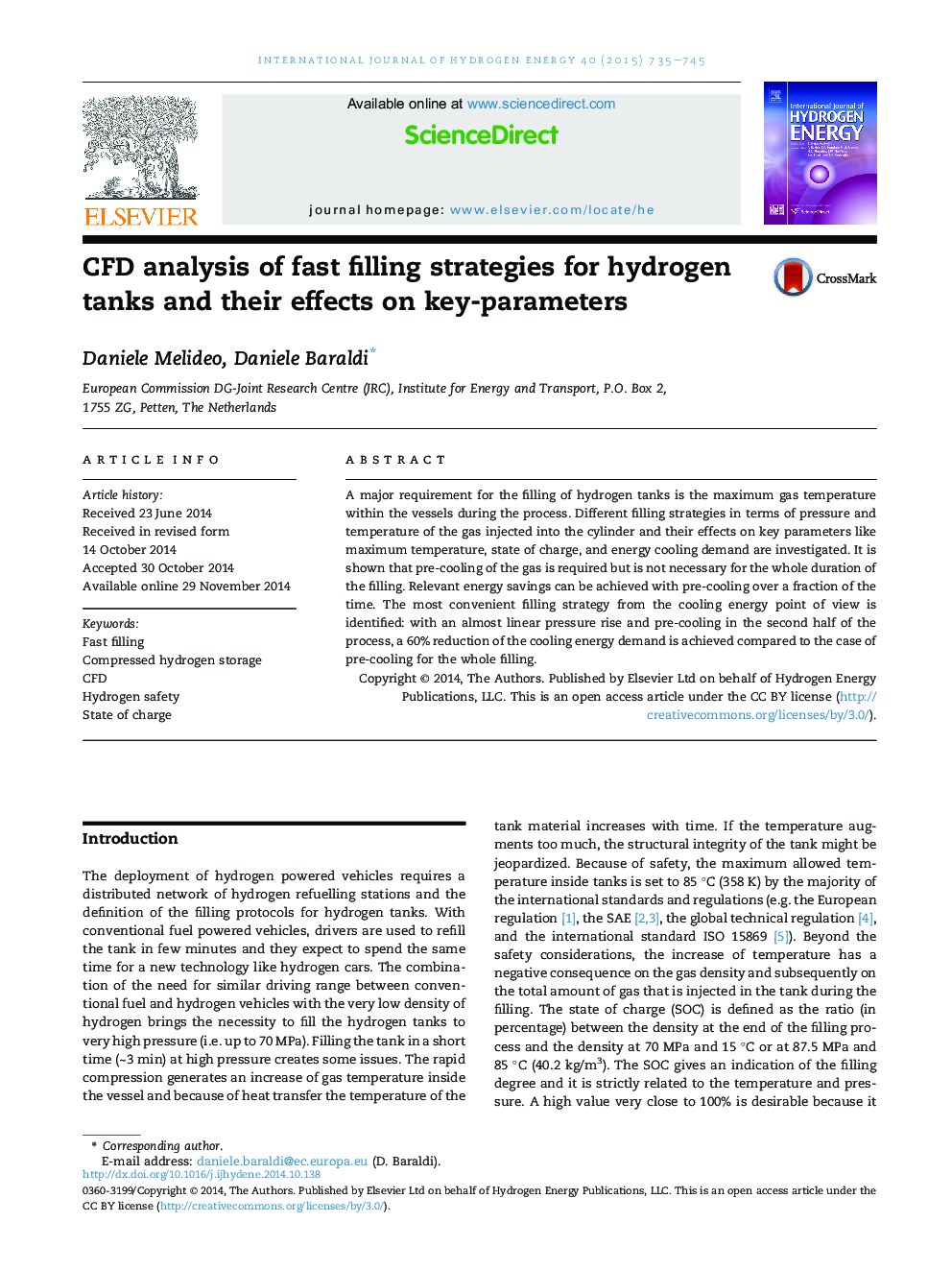 CFD analysis of fast filling strategies for hydrogen tanks and their effects on key-parameters