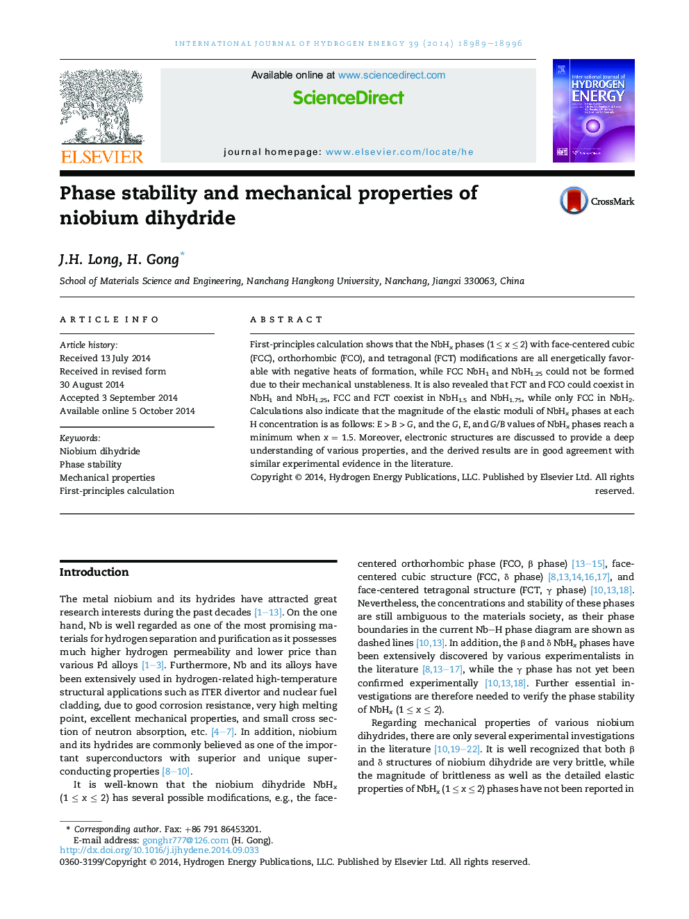 Phase stability and mechanical properties of niobium dihydride