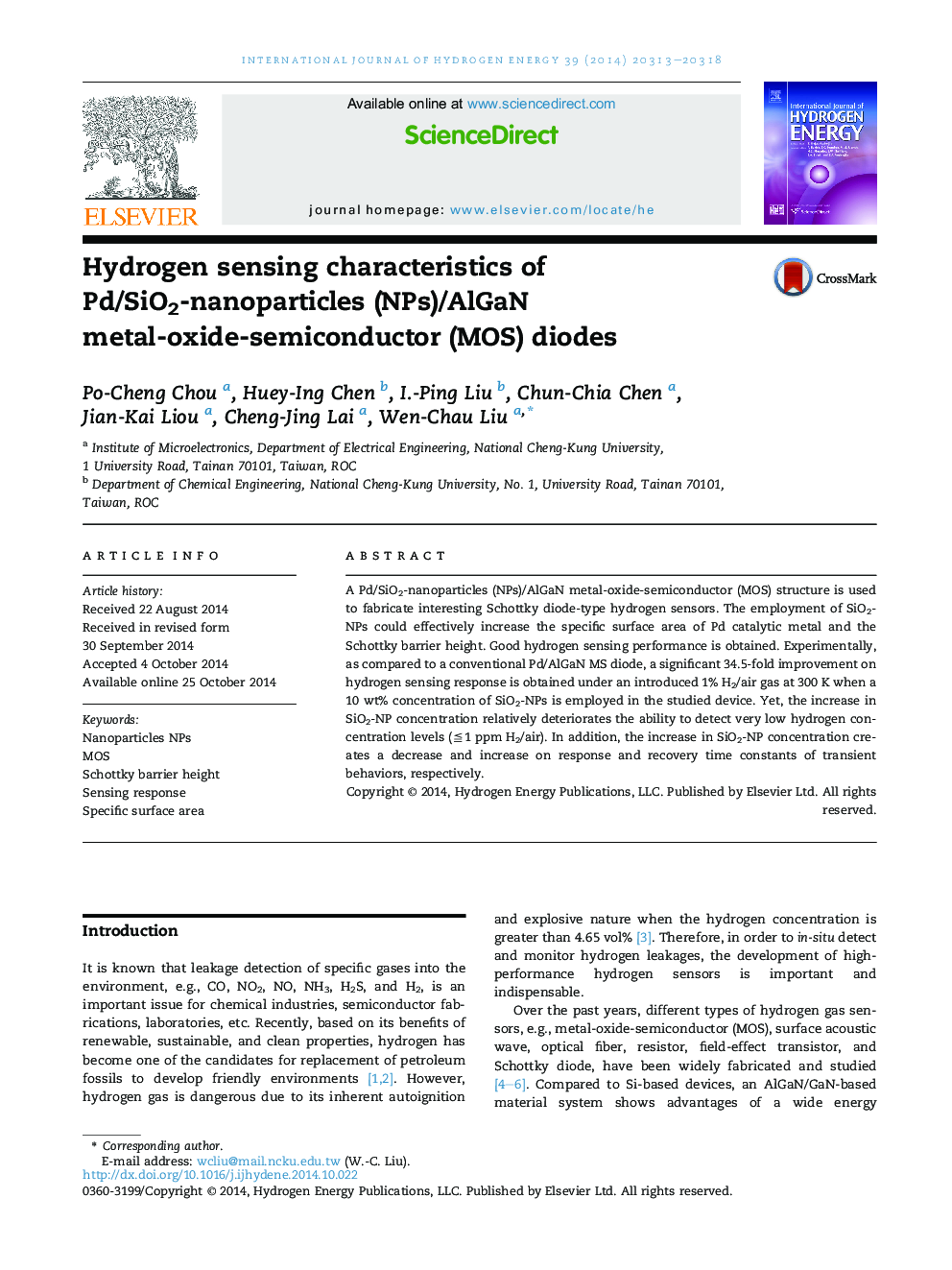Hydrogen sensing characteristics of Pd/SiO2-nanoparticles (NPs)/AlGaN metal-oxide-semiconductor (MOS) diodes