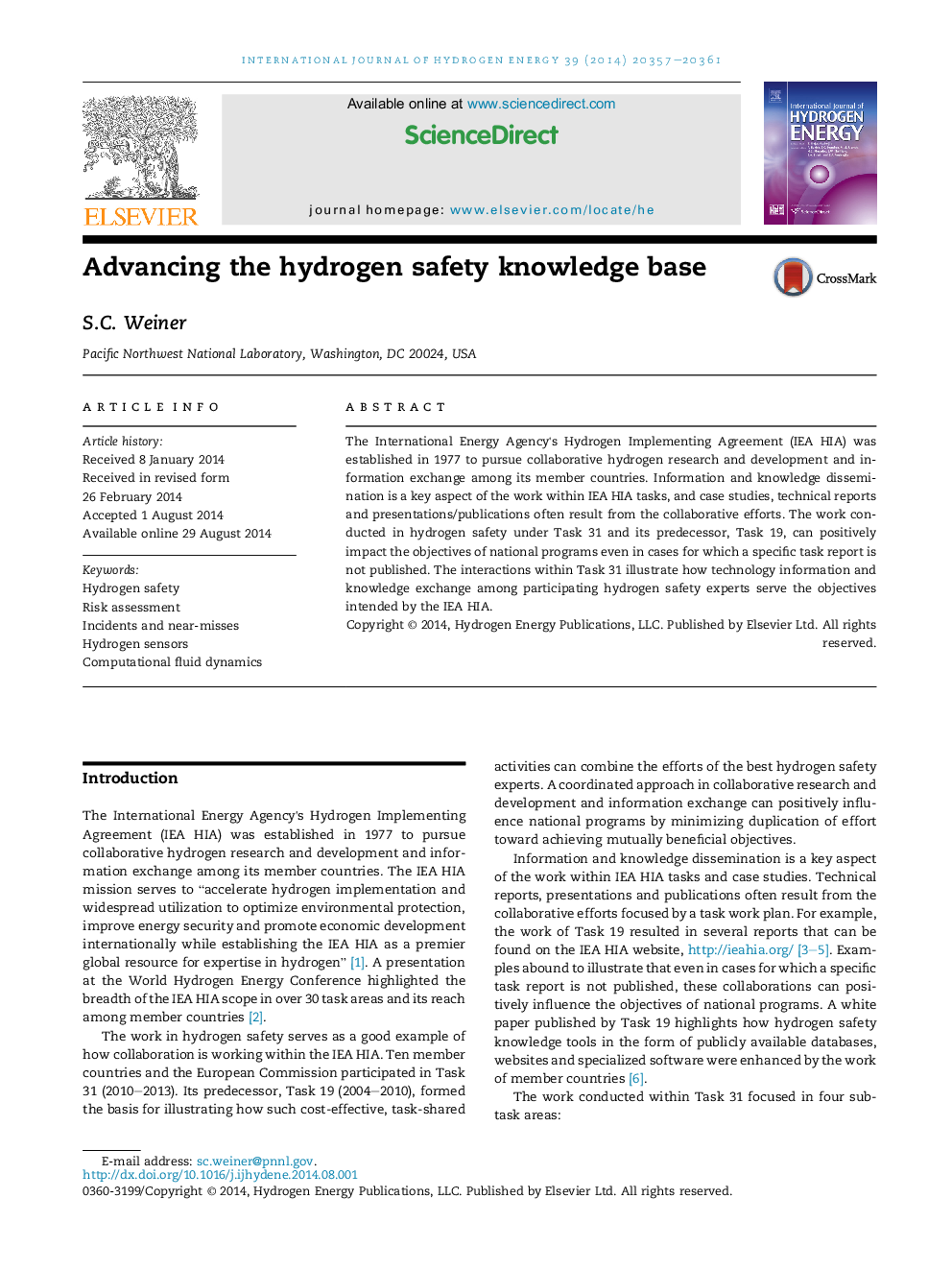 Advancing the hydrogen safety knowledge base