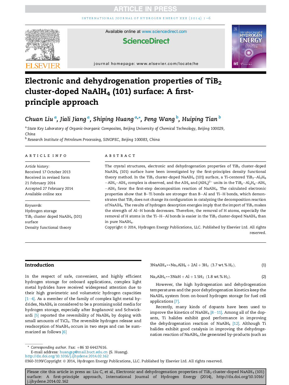 Electronic and dehydrogenation properties of TiB2 cluster-doped NaAlH4 (101) surface: A first-principle approach