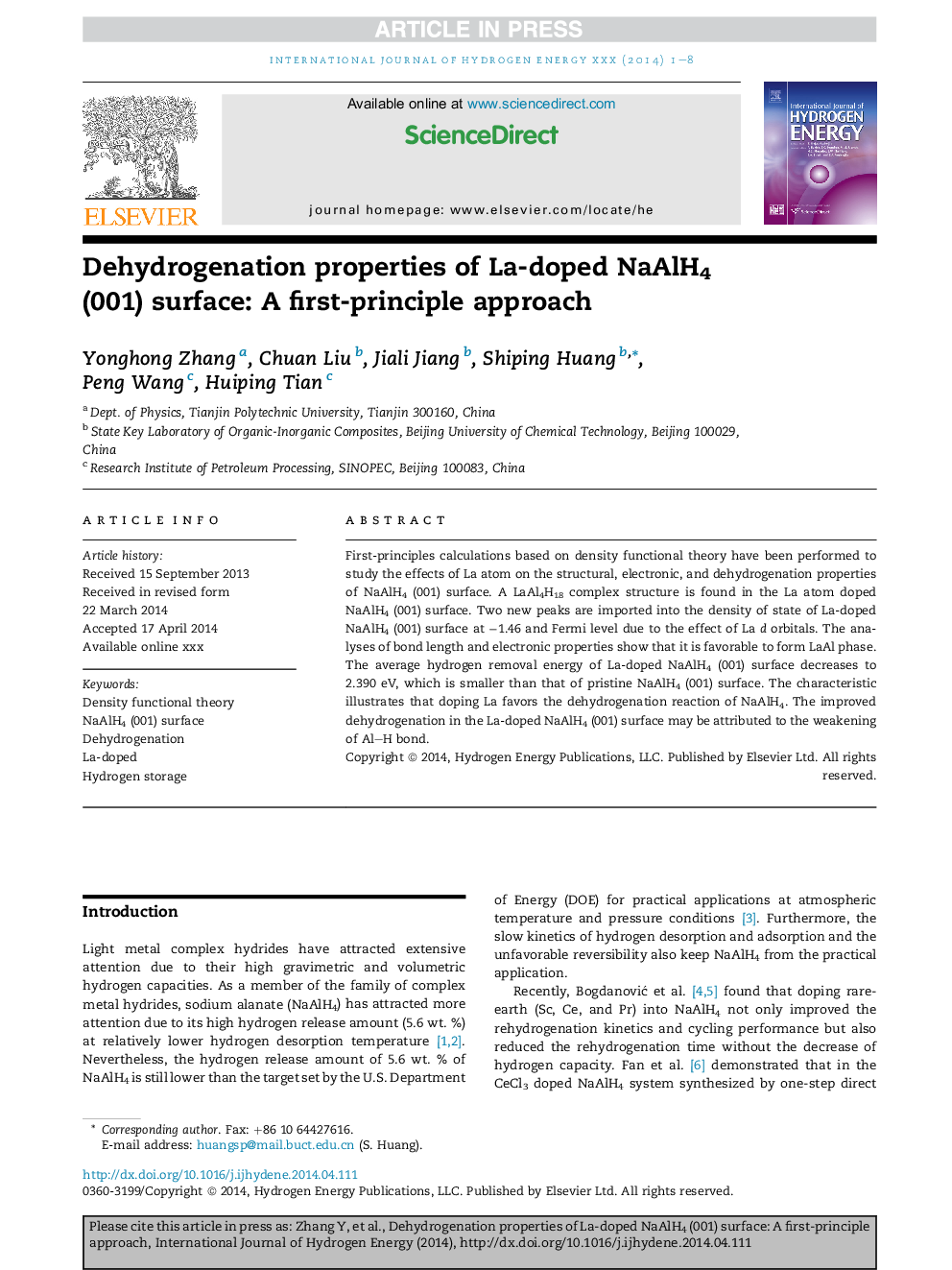 Dehydrogenation properties of La-doped NaAlH4 (001) surface: A first-principle approach