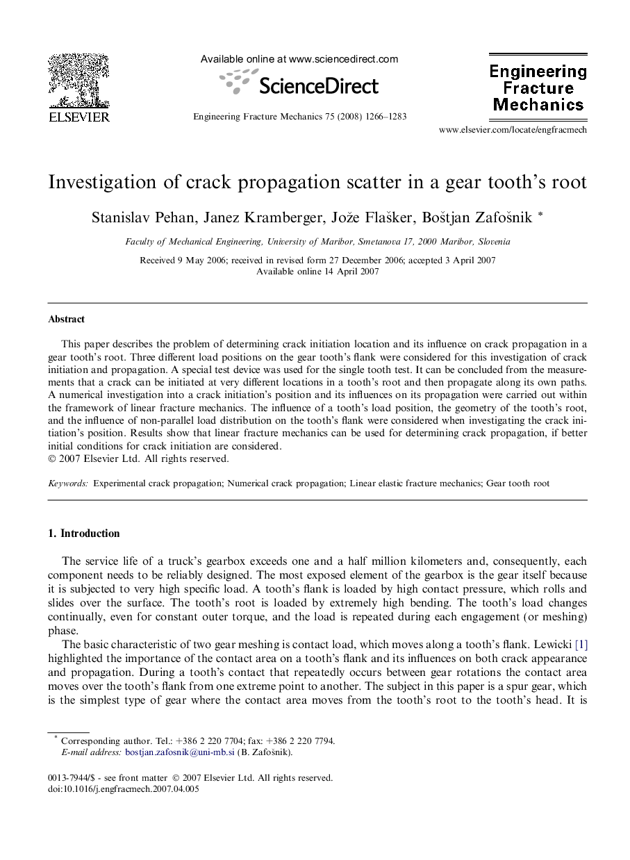 Investigation of crack propagation scatter in a gear tooth’s root