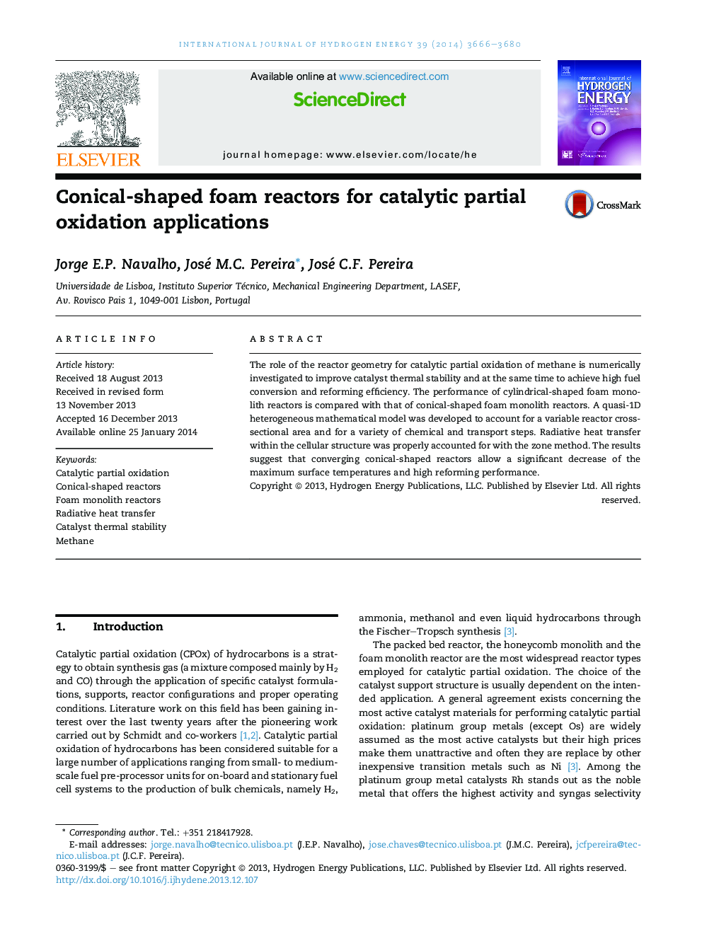 Conical-shaped foam reactors for catalytic partial oxidation applications