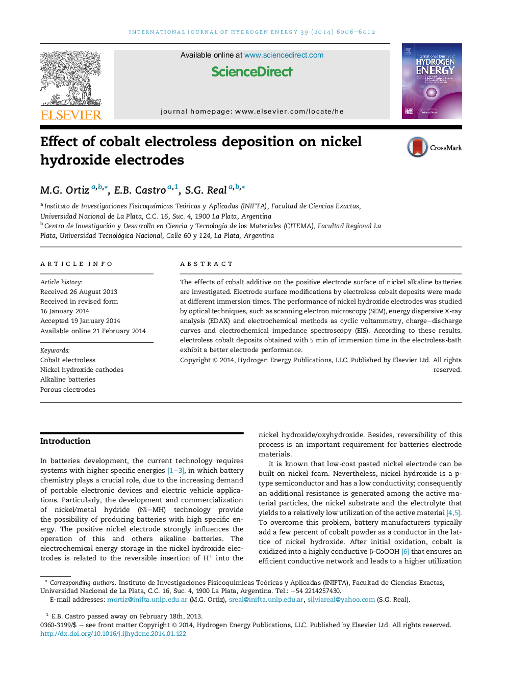 Effect of cobalt electroless deposition on nickel hydroxide electrodes