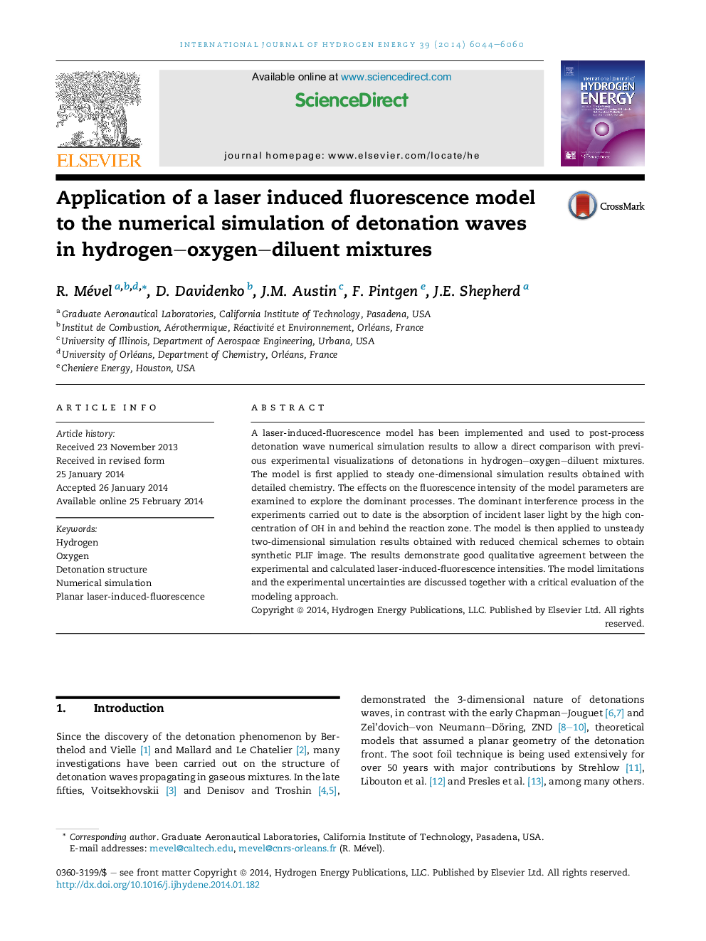 Application of a laser induced fluorescence model to the numerical simulation of detonation waves in hydrogen-oxygen-diluent mixtures