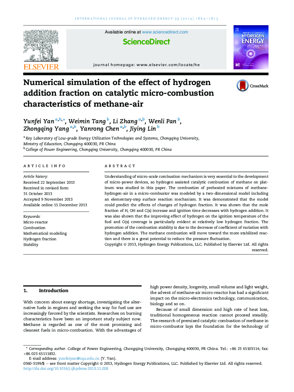 Numerical simulation of the effect of hydrogen addition fraction on catalytic micro-combustion characteristics of methane-air