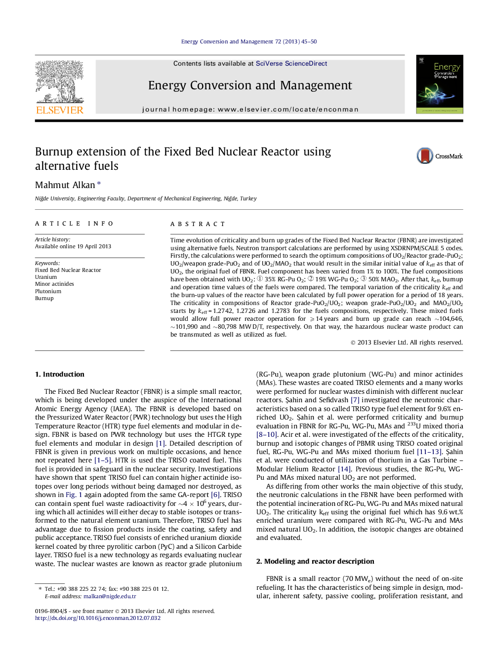 Burnup extension of the Fixed Bed Nuclear Reactor using alternative fuels