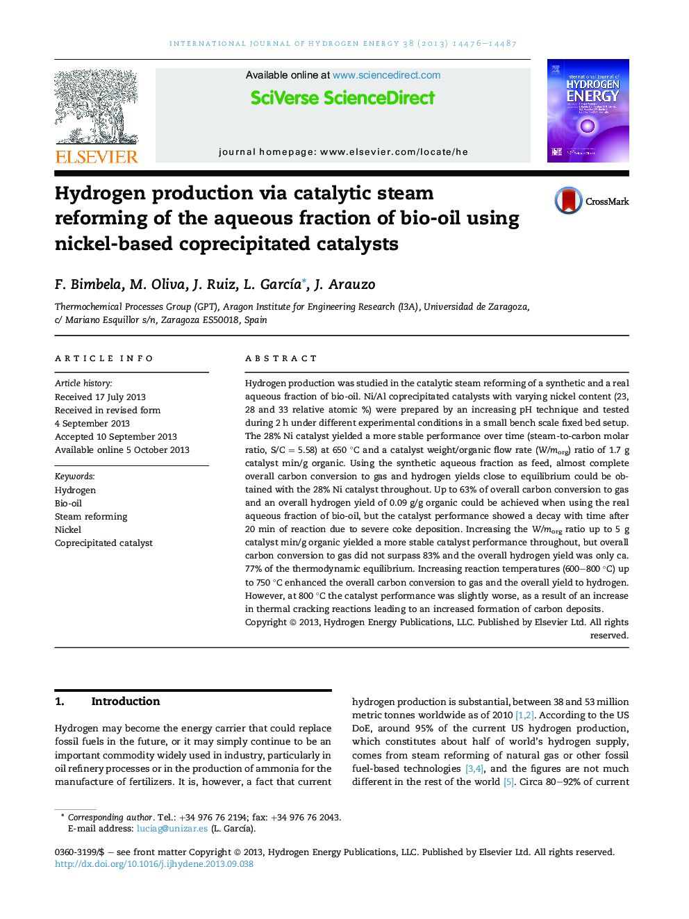 Hydrogen production via catalytic steam reforming of the aqueous fraction of bio-oil using nickel-based coprecipitated catalysts