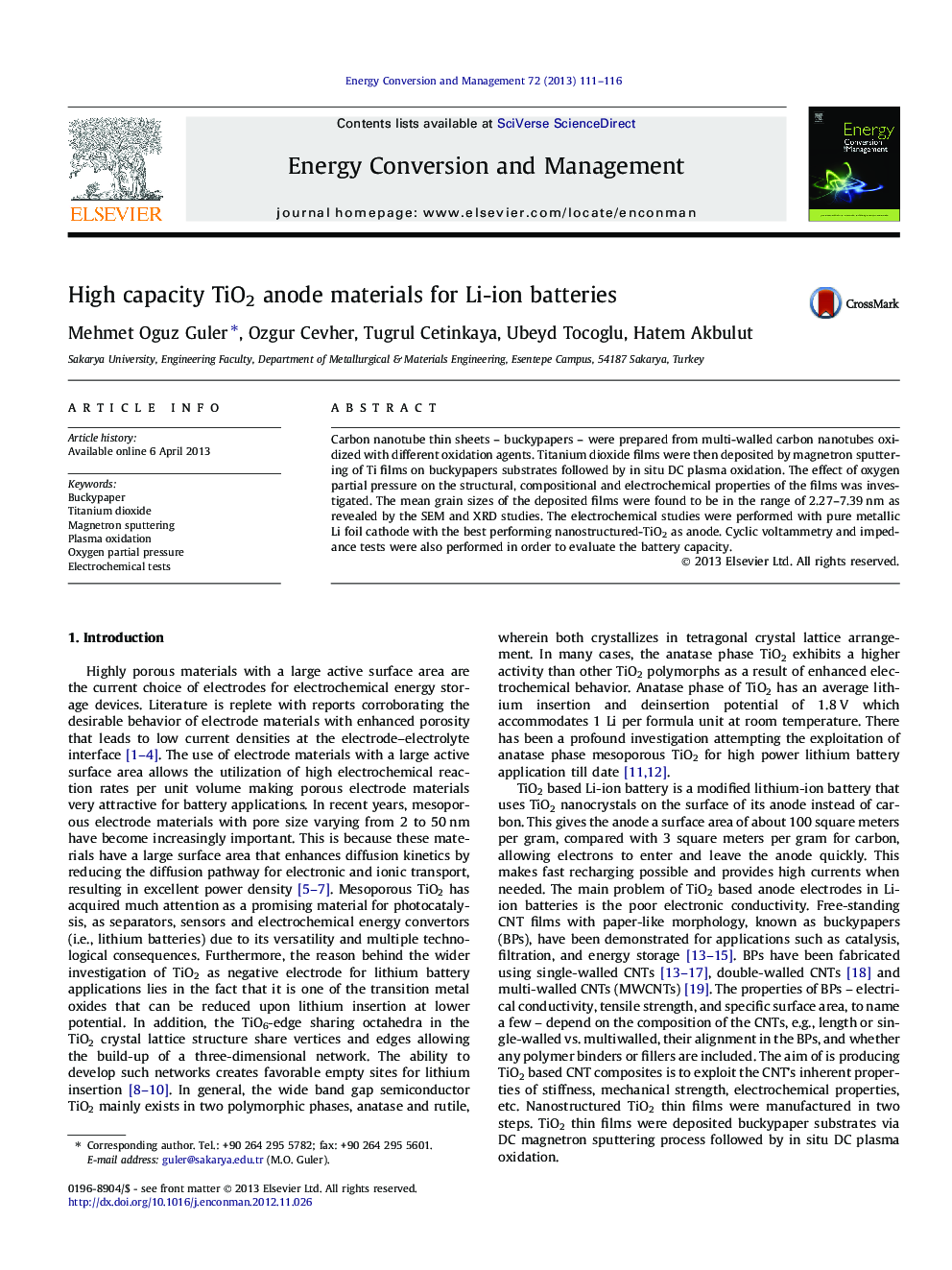 High capacity TiO2 anode materials for Li-ion batteries