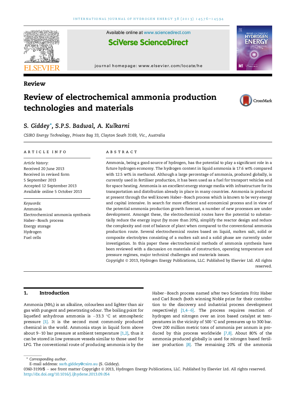 Review of electrochemical ammonia production technologies and materials