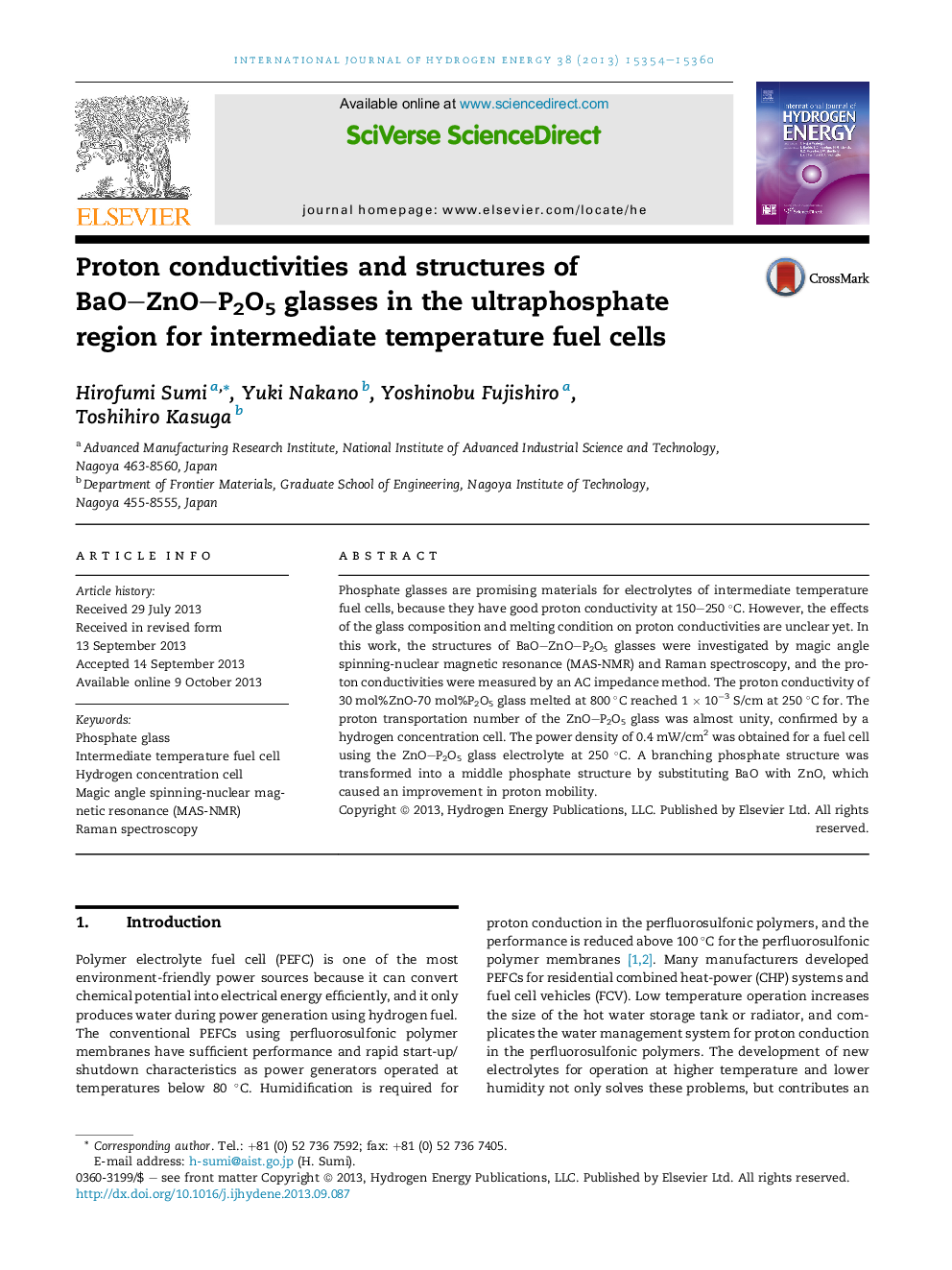 Proton conductivities and structures of BaO-ZnO-P2O5 glasses in the ultraphosphate region for intermediate temperature fuel cells