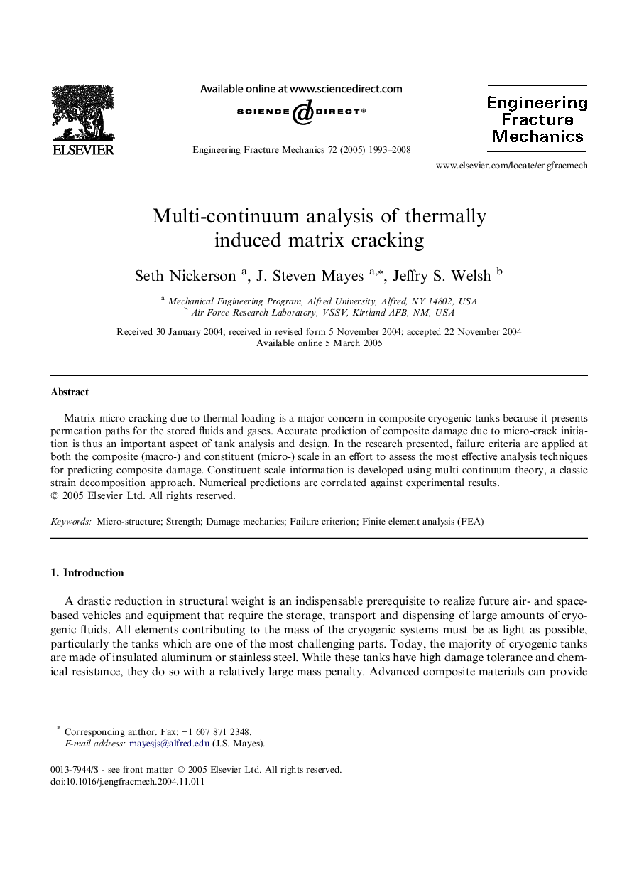 Multi-continuum analysis of thermally induced matrix cracking