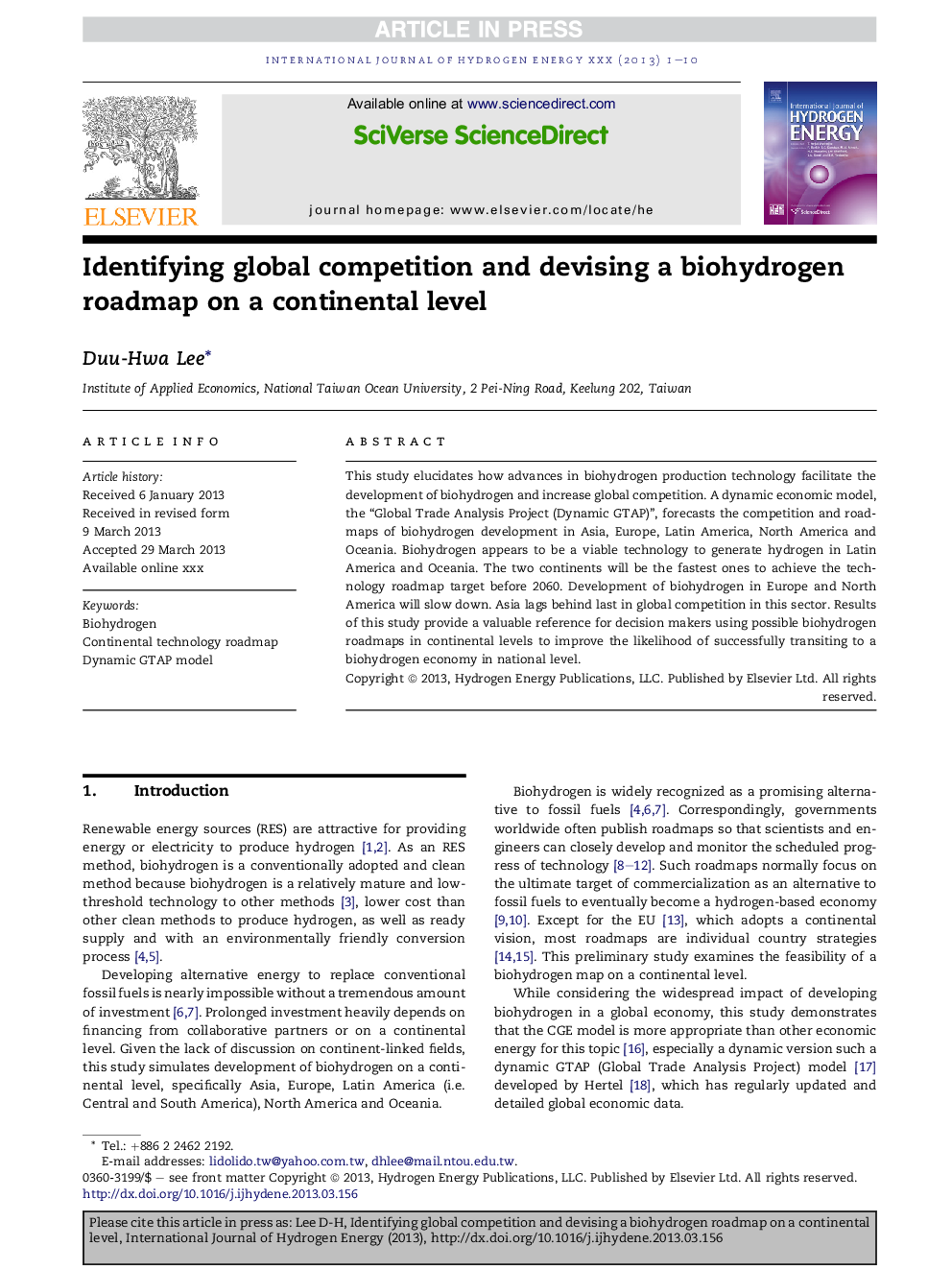 Identifying global competition and devising a biohydrogen roadmap on a continental level