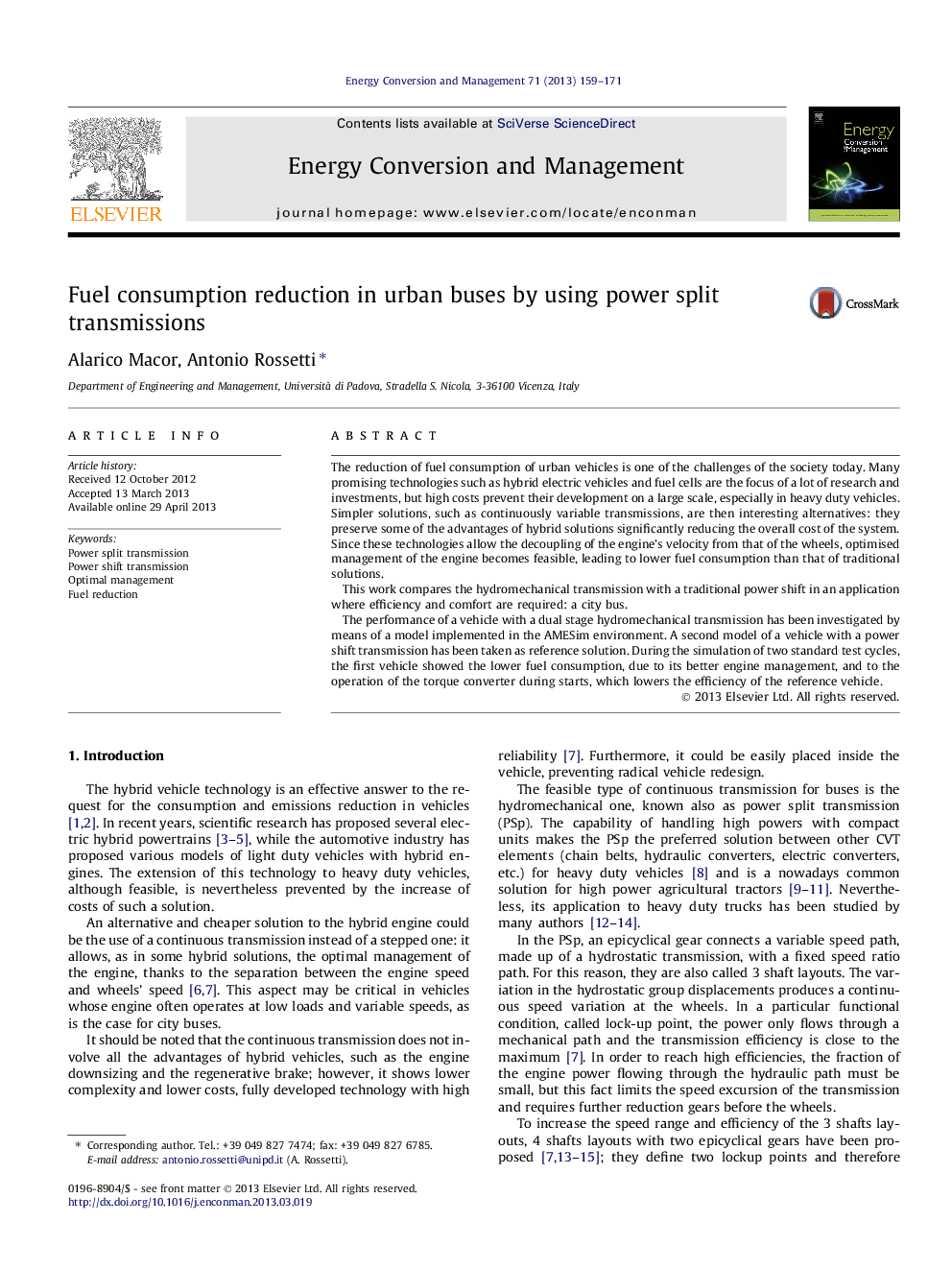 Fuel consumption reduction in urban buses by using power split transmissions