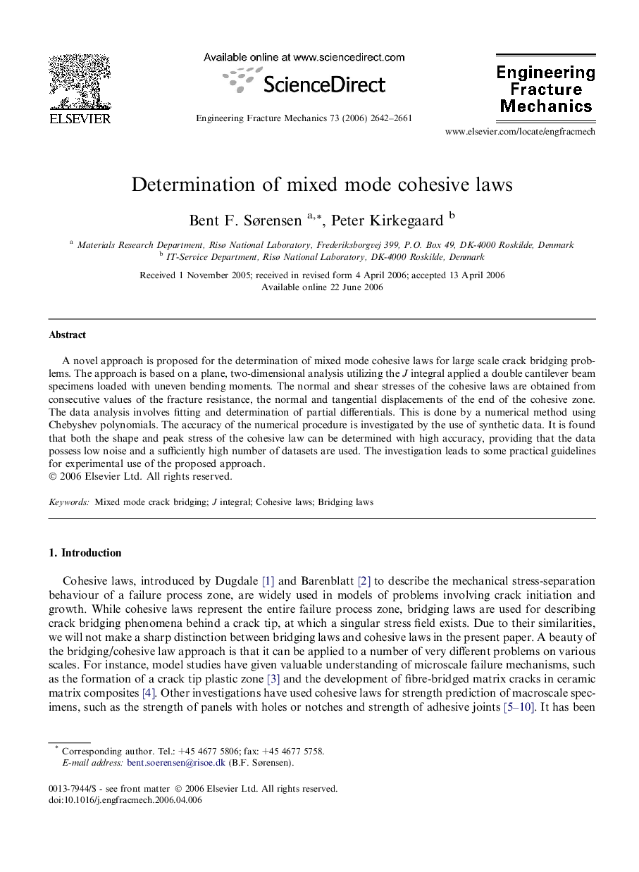 Determination of mixed mode cohesive laws