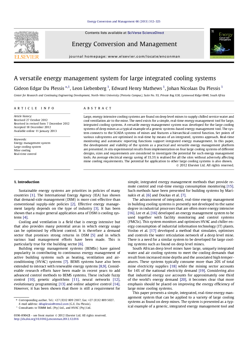 A versatile energy management system for large integrated cooling systems