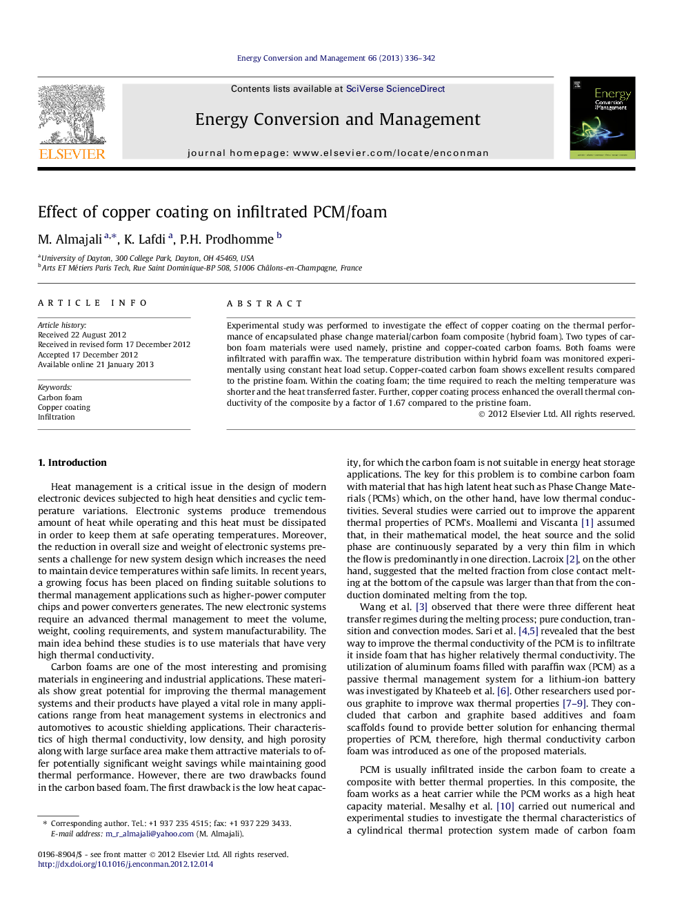 Effect of copper coating on infiltrated PCM/foam