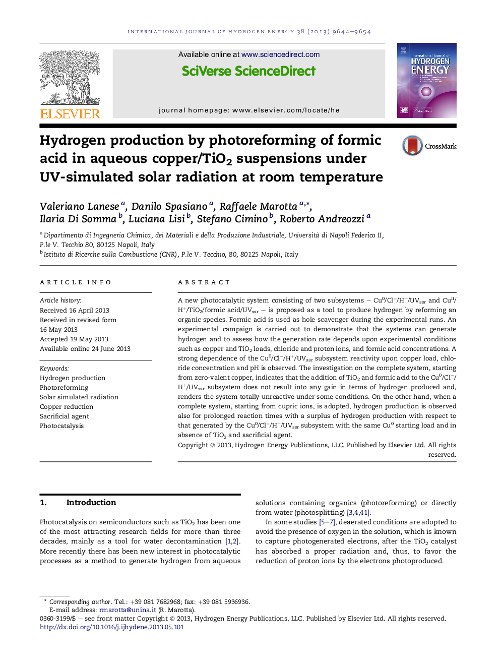 Hydrogen production by photoreforming of formic acid in aqueous copper/TiO2 suspensions under UV-simulated solar radiation at room temperature