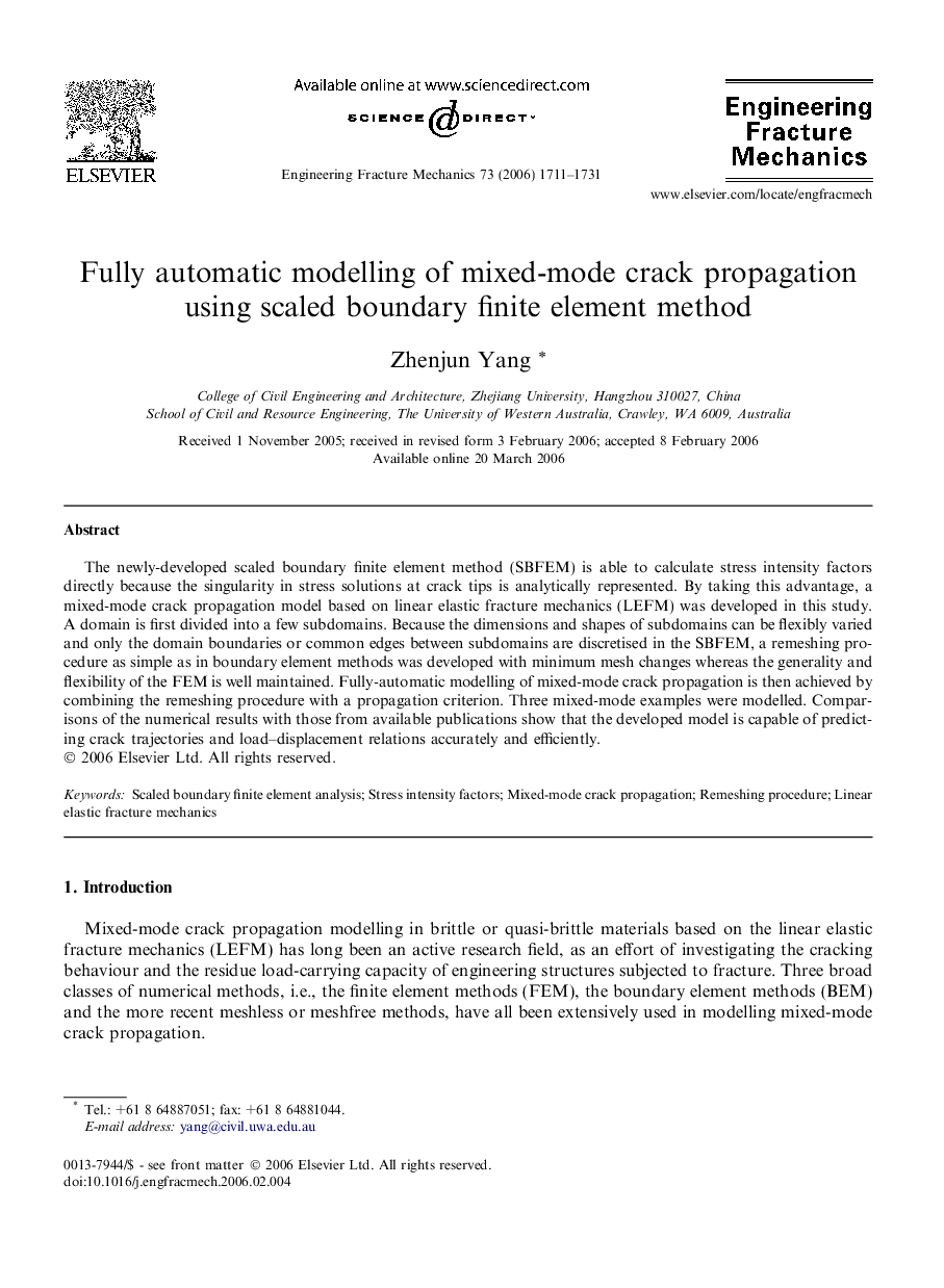 Fully automatic modelling of mixed-mode crack propagation using scaled boundary finite element method